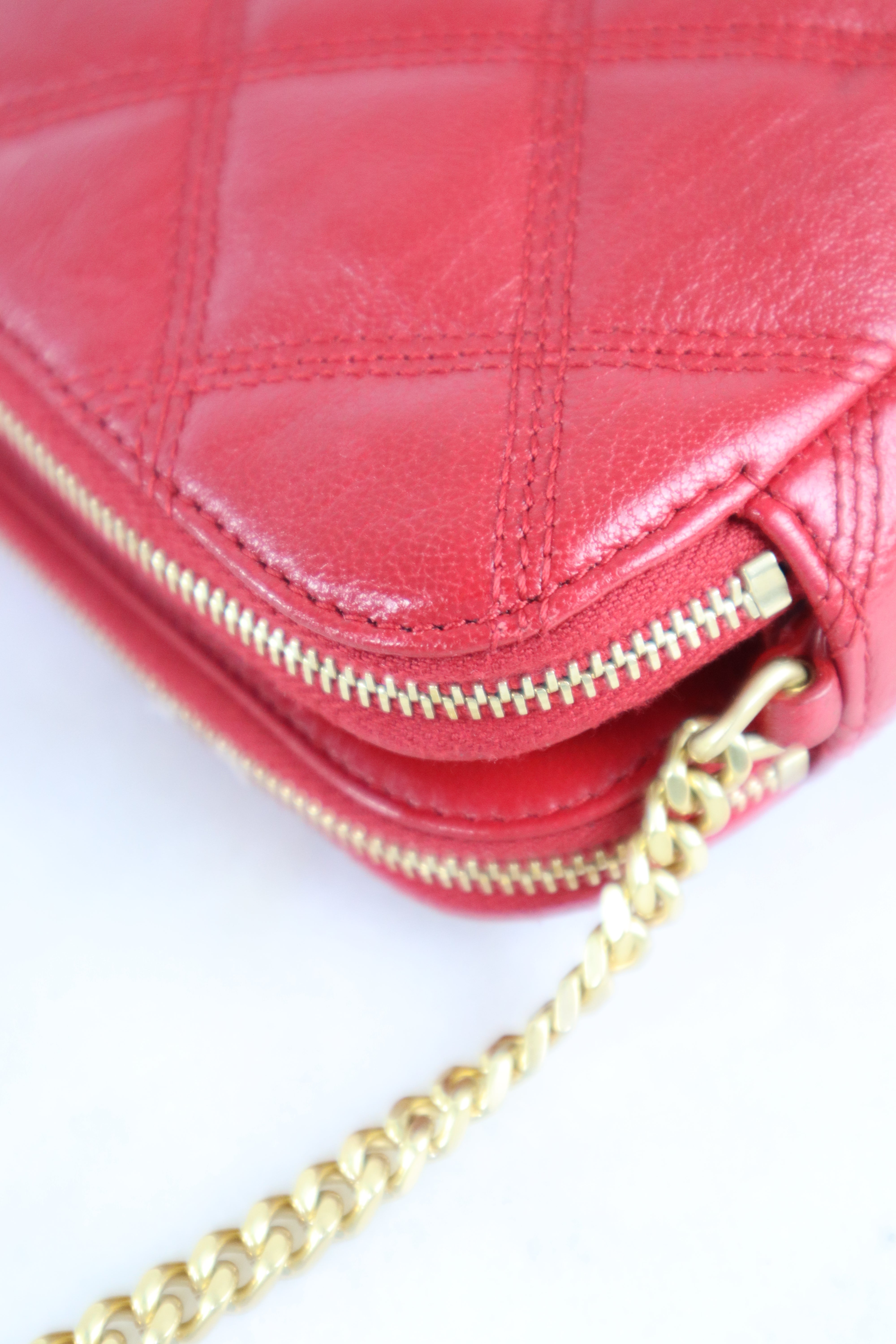 YSL Red Becky Double Zip Bag