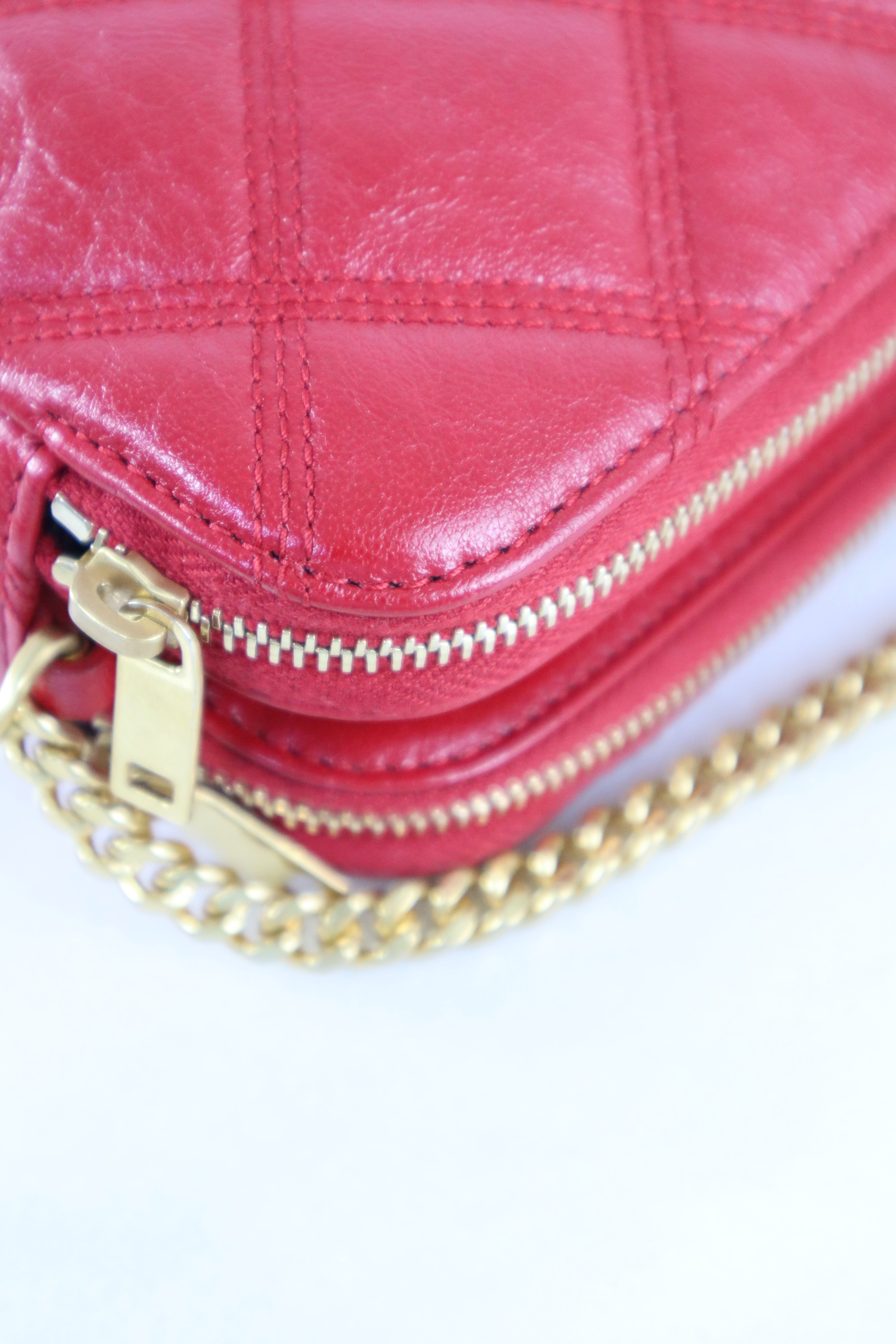 YSL Red Becky Double Zip Bag