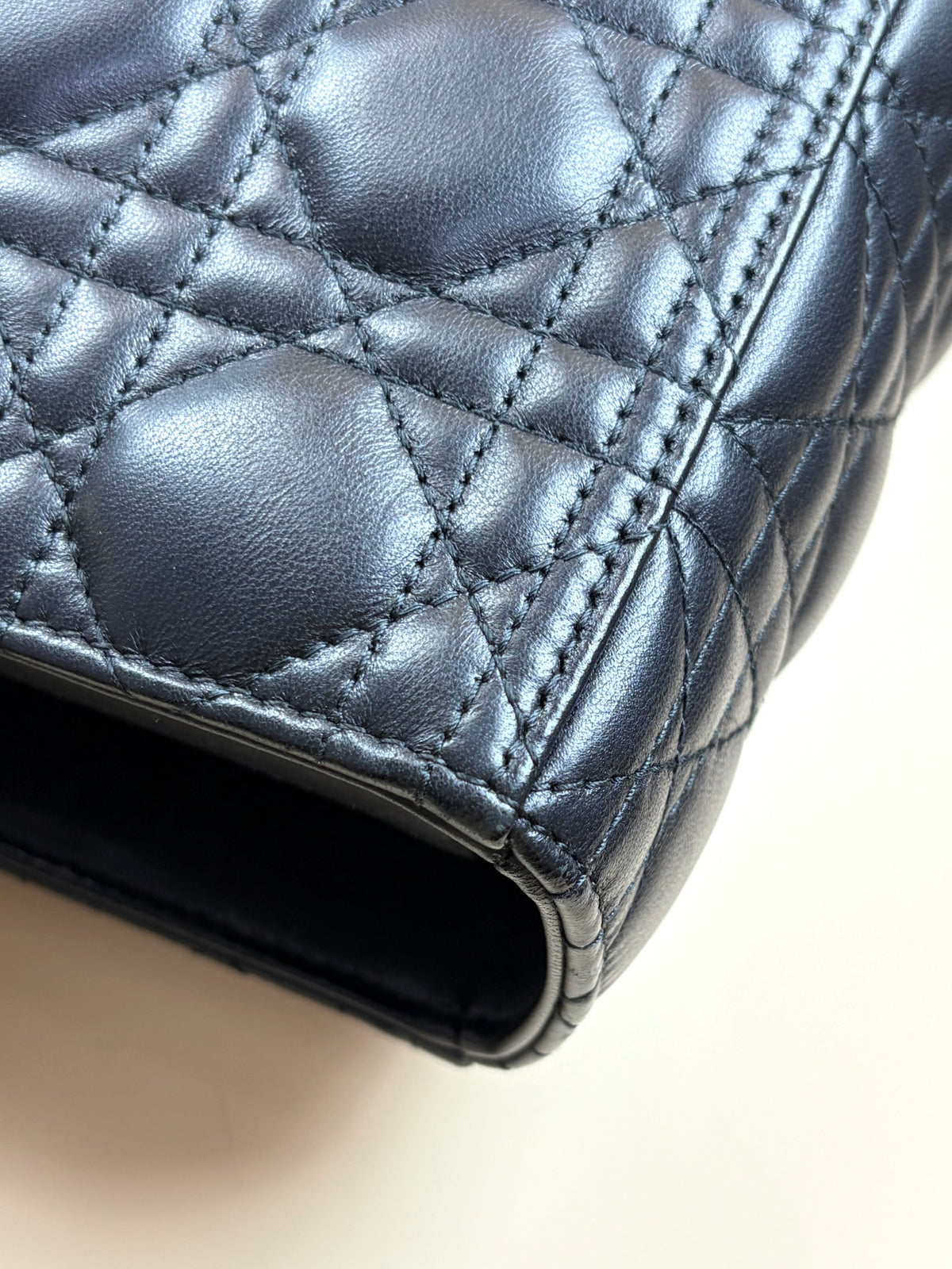 Christian Dior black cannage lambskin lady Dior large bag