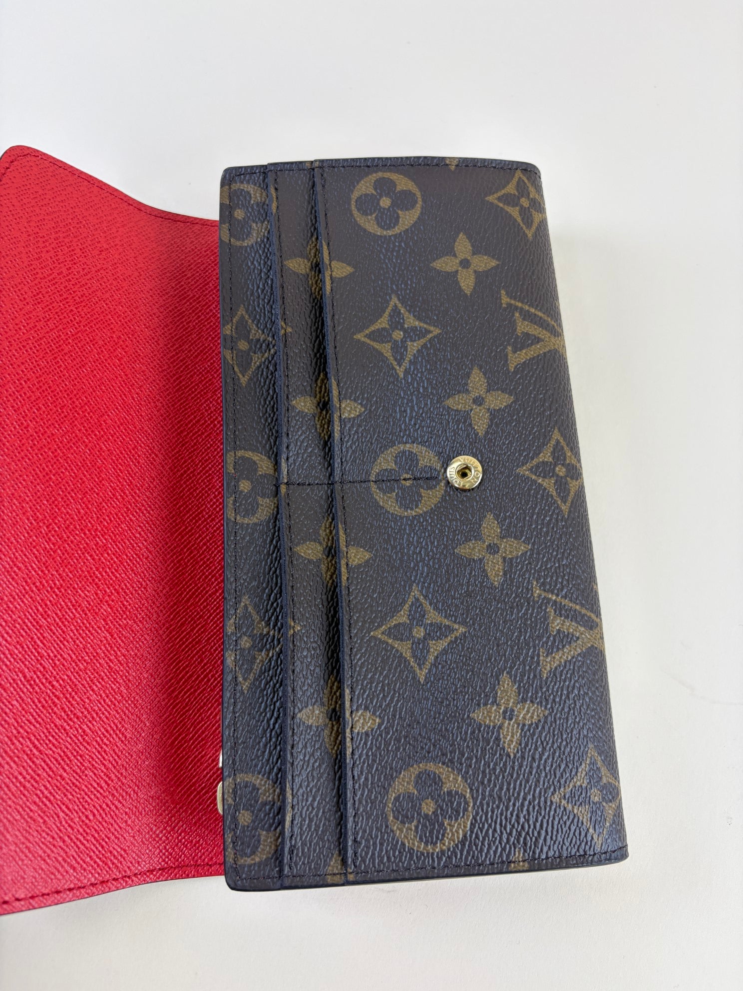 Louis Vuitton Monogram Red Sarah Flap Long Wallet