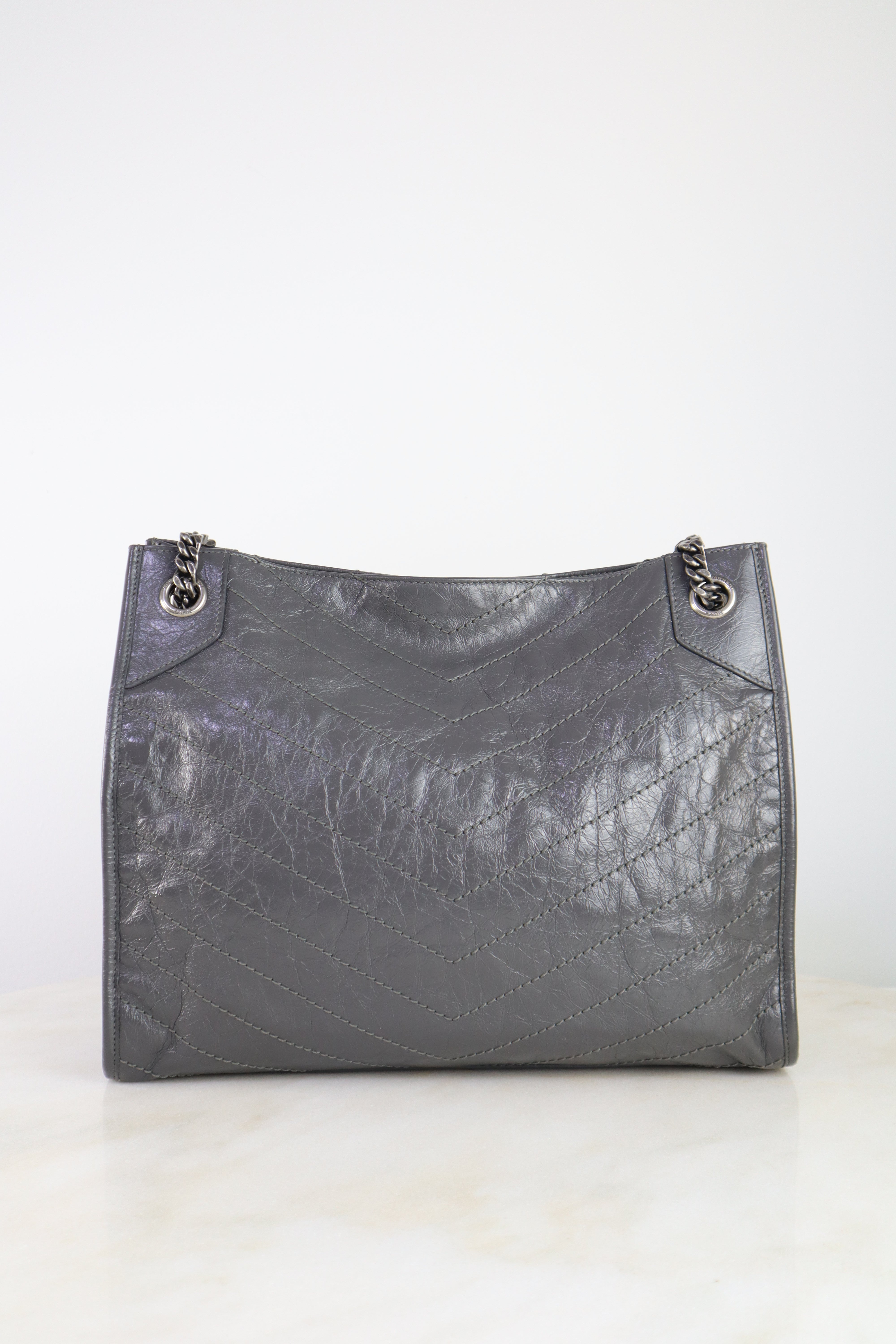 YSL Grey Medium Niki Shopping Bag