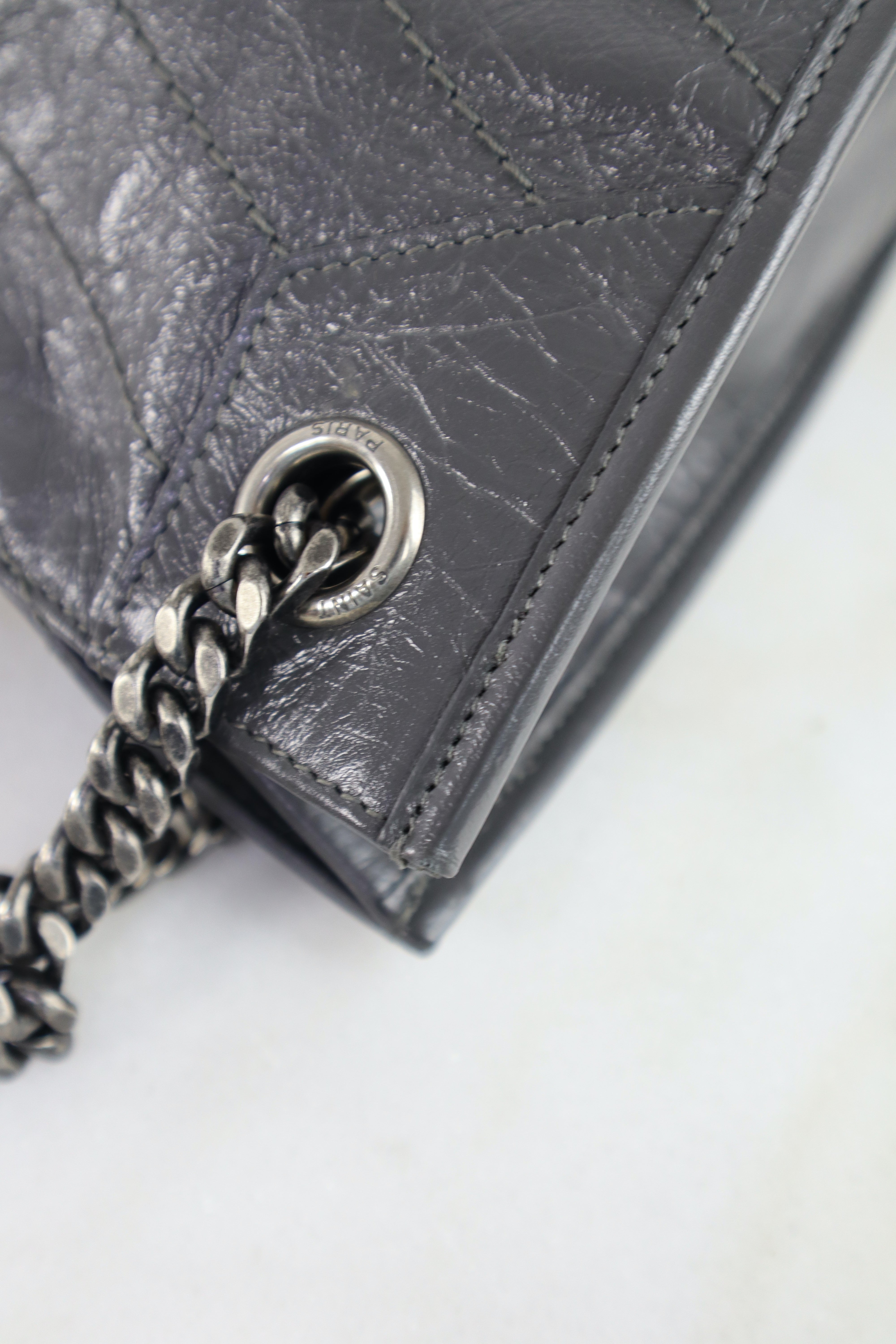 YSL Grey Medium Niki Shopping Bag