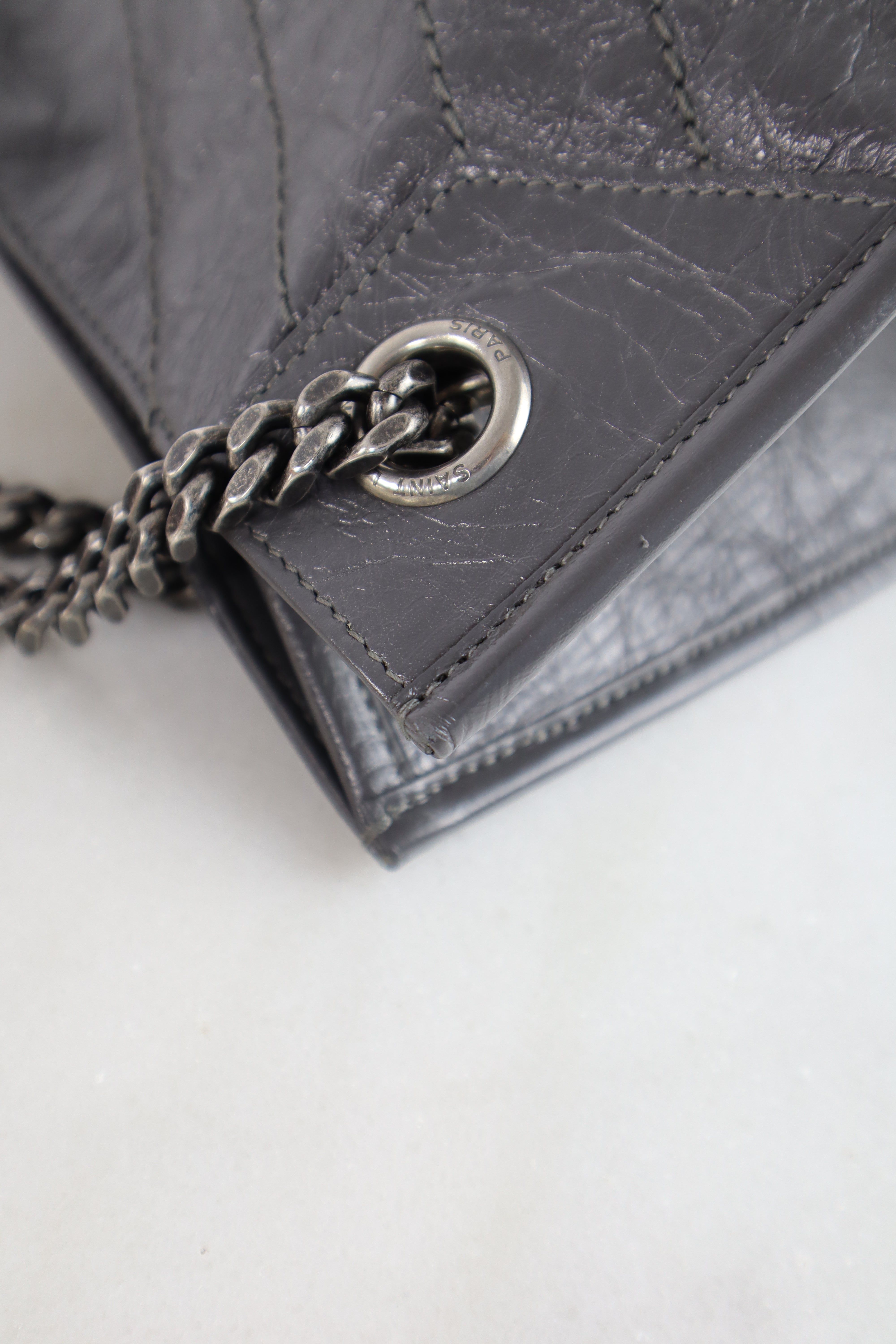 YSL Grey Medium Niki Shopping Bag