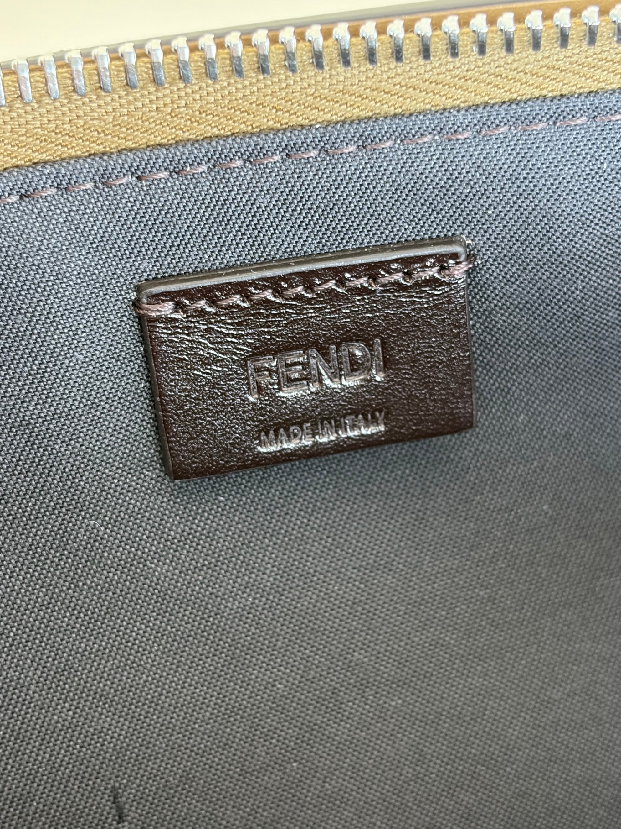 Fendi Brown FF Jacquard Fabric Large Flat Pouch