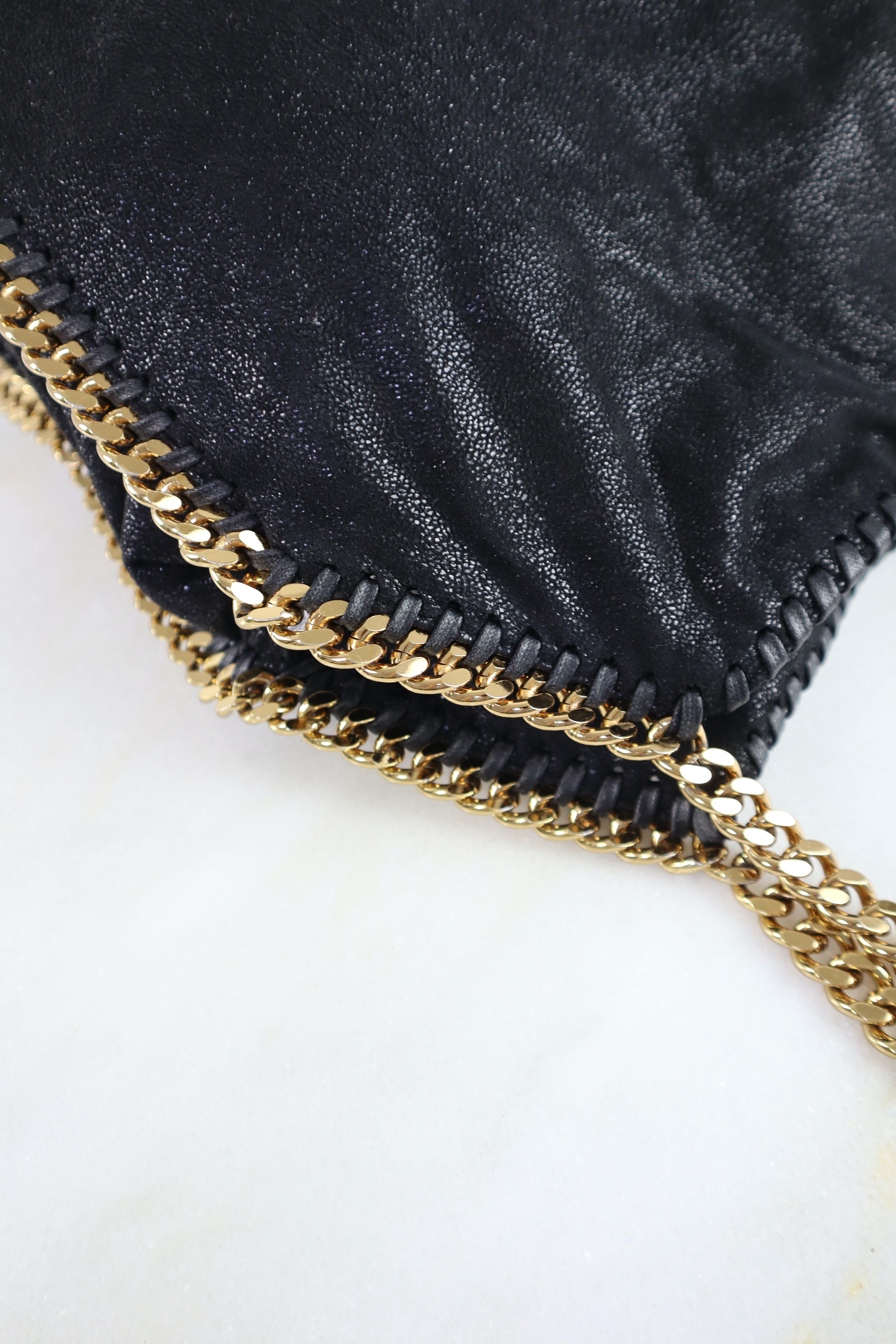 Stella Mccartney Black Falabella 2 Chain Mini Tote Bag