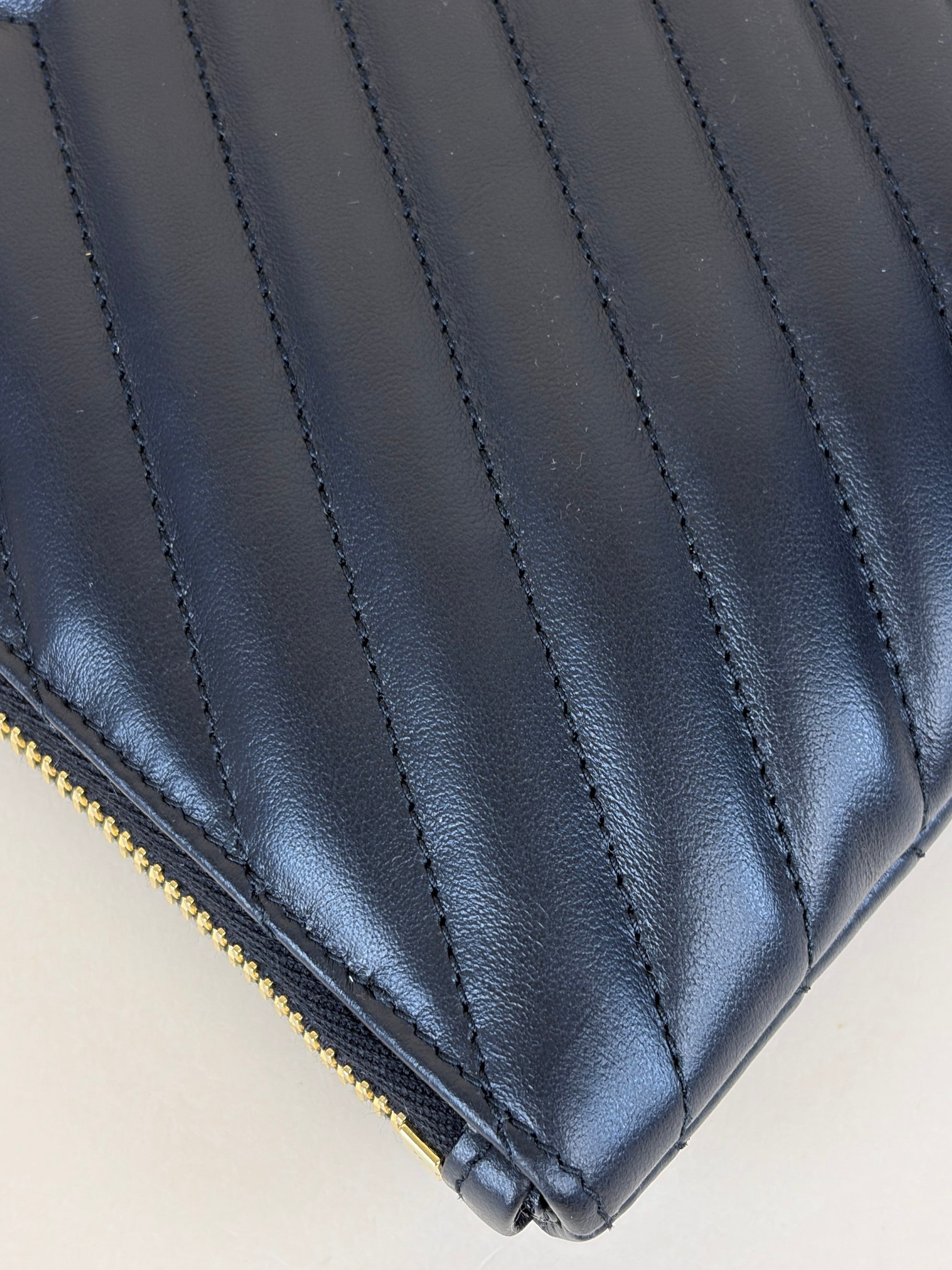 YSL Black Cassandre Quilted A5 Pouch