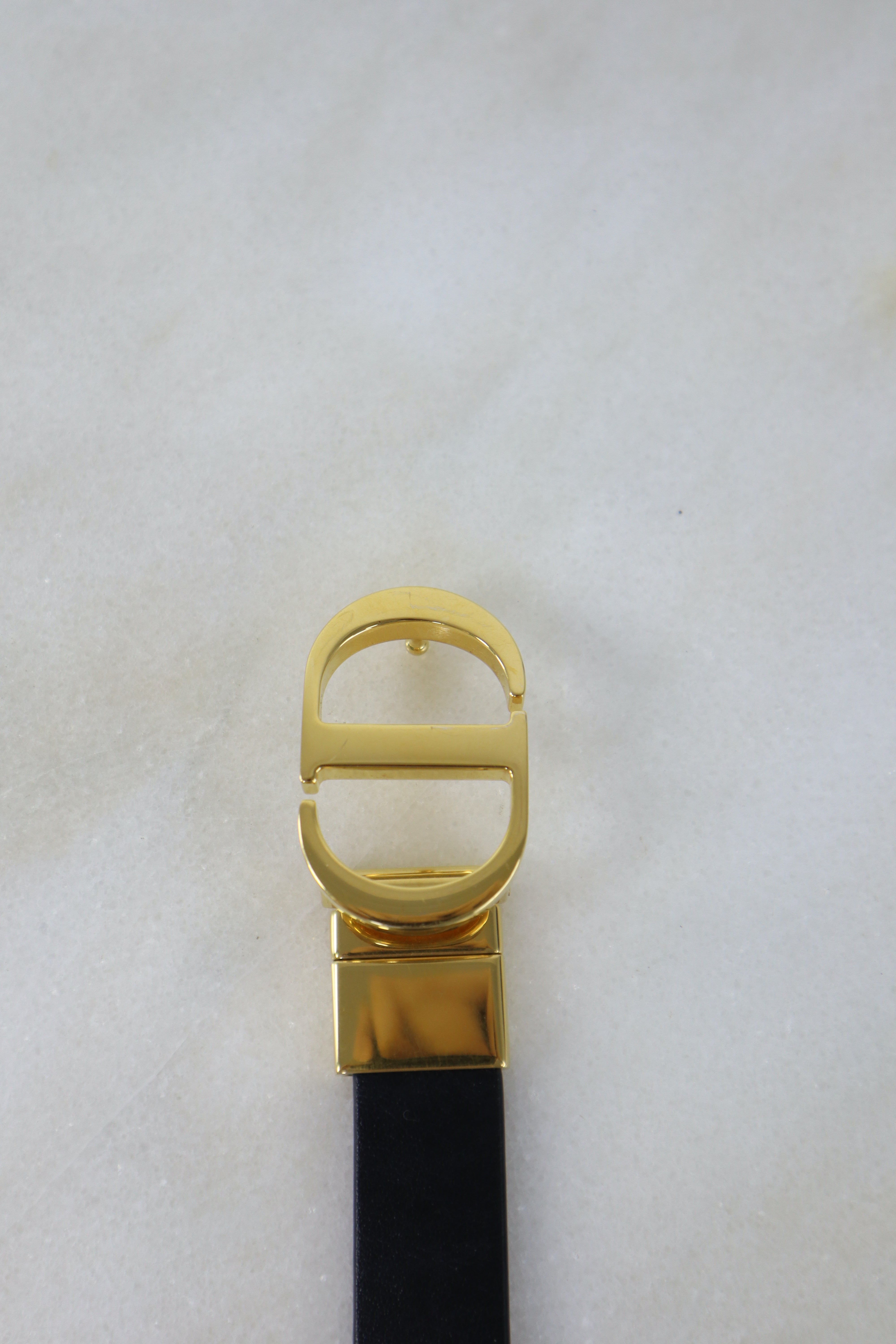 Christian Dior Bicolor Montaigne CD Reversible Belt