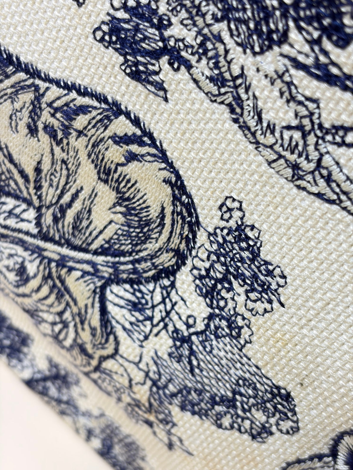 Christian Dior blue/white toile de Jouy reverse embroidery medium book tote bag