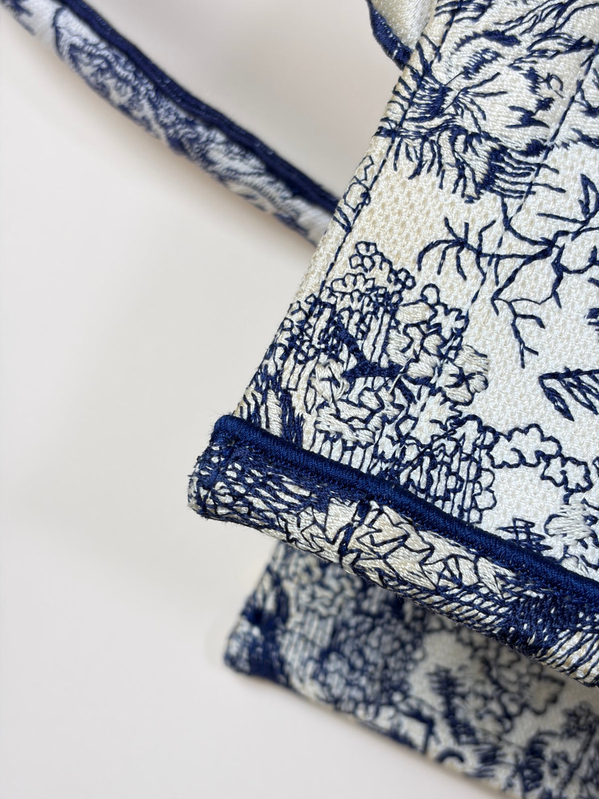 Christian Dior blue/white toile de Jouy reverse embroidery medium book tote bag