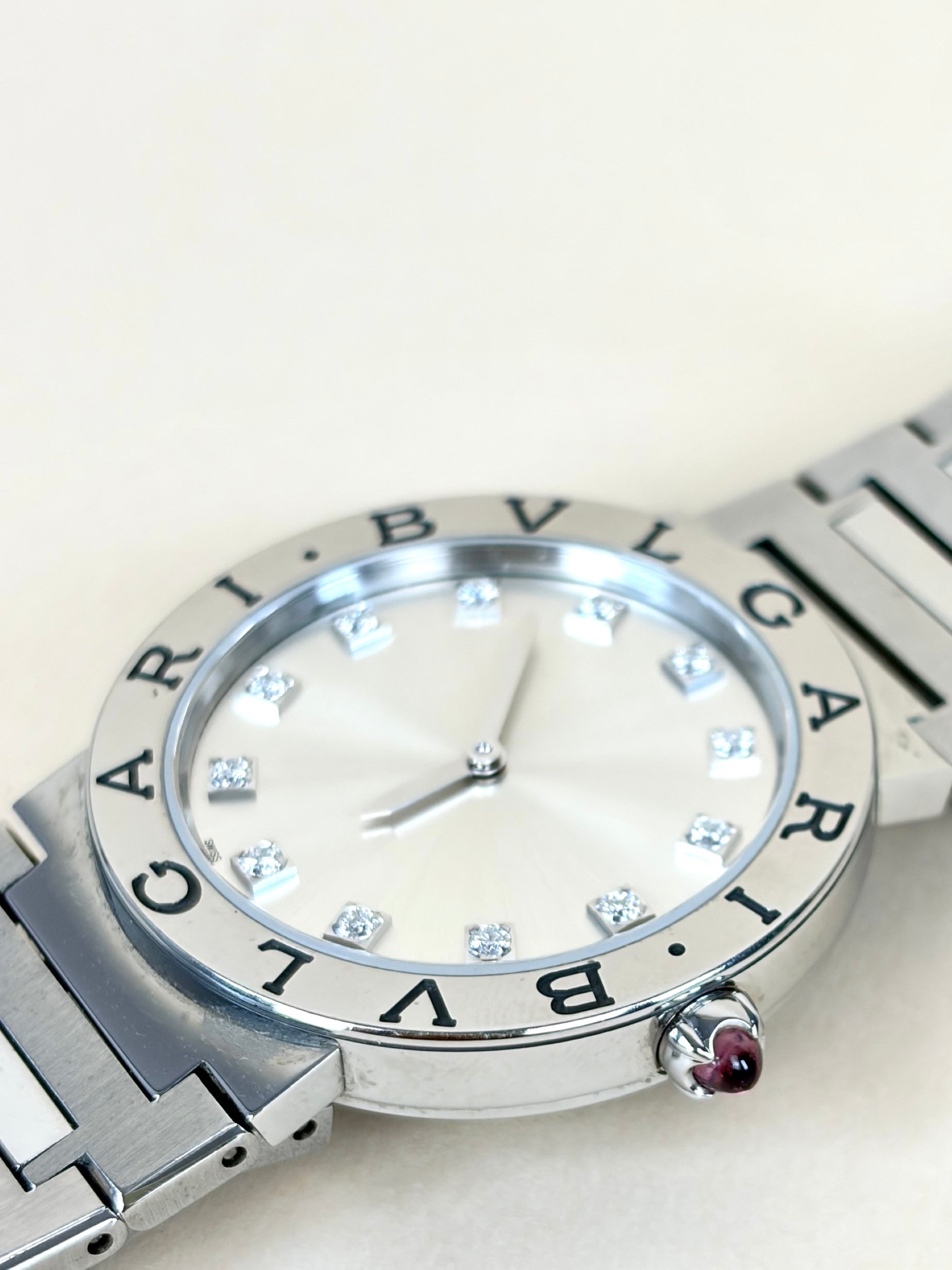Bvlgari Stainless Steel Diamond Indexes Lady 33mm Quartz Watch