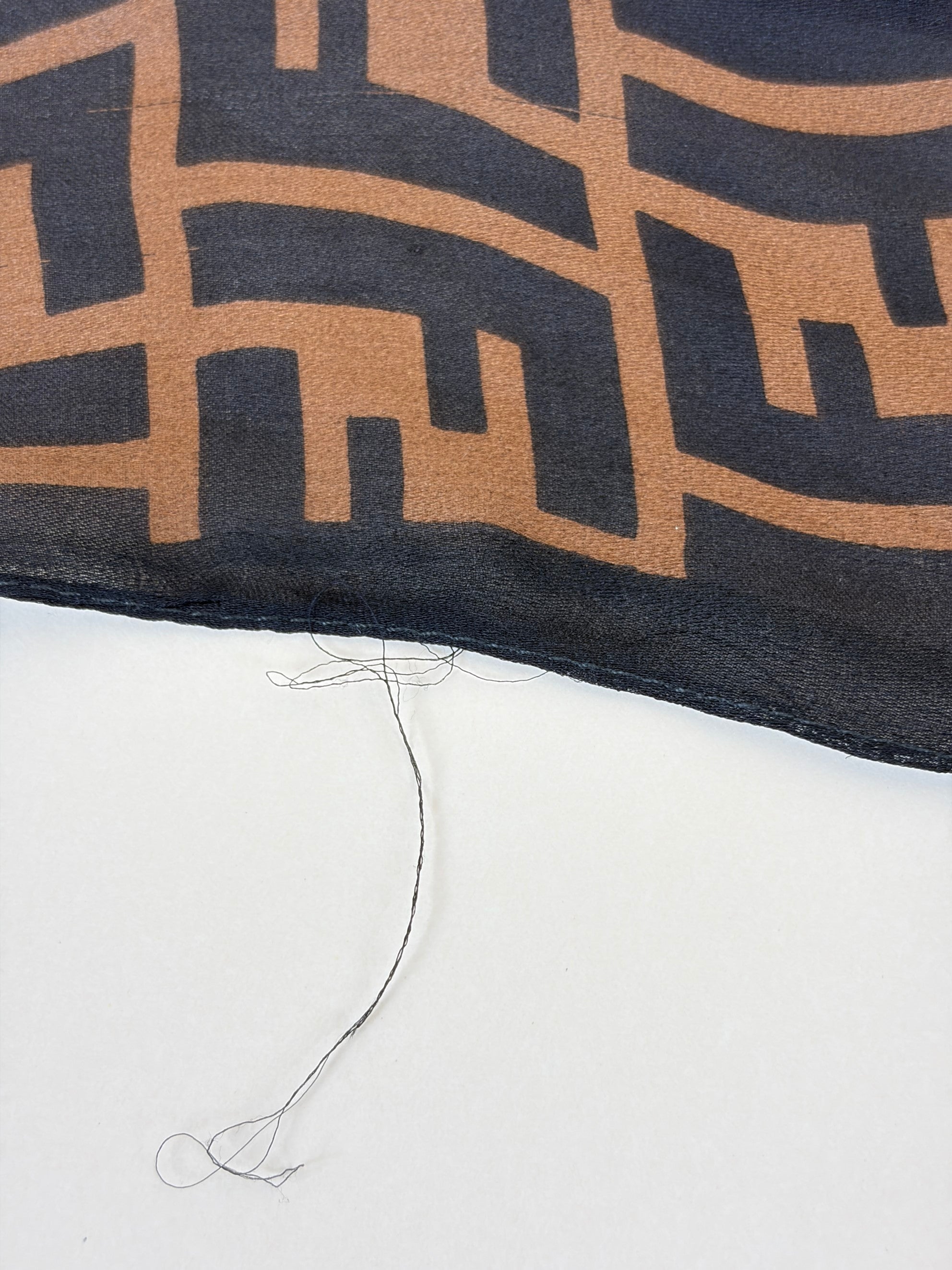 Fendi Tobacco Zucca FF Silk Chiffon Long Scarf