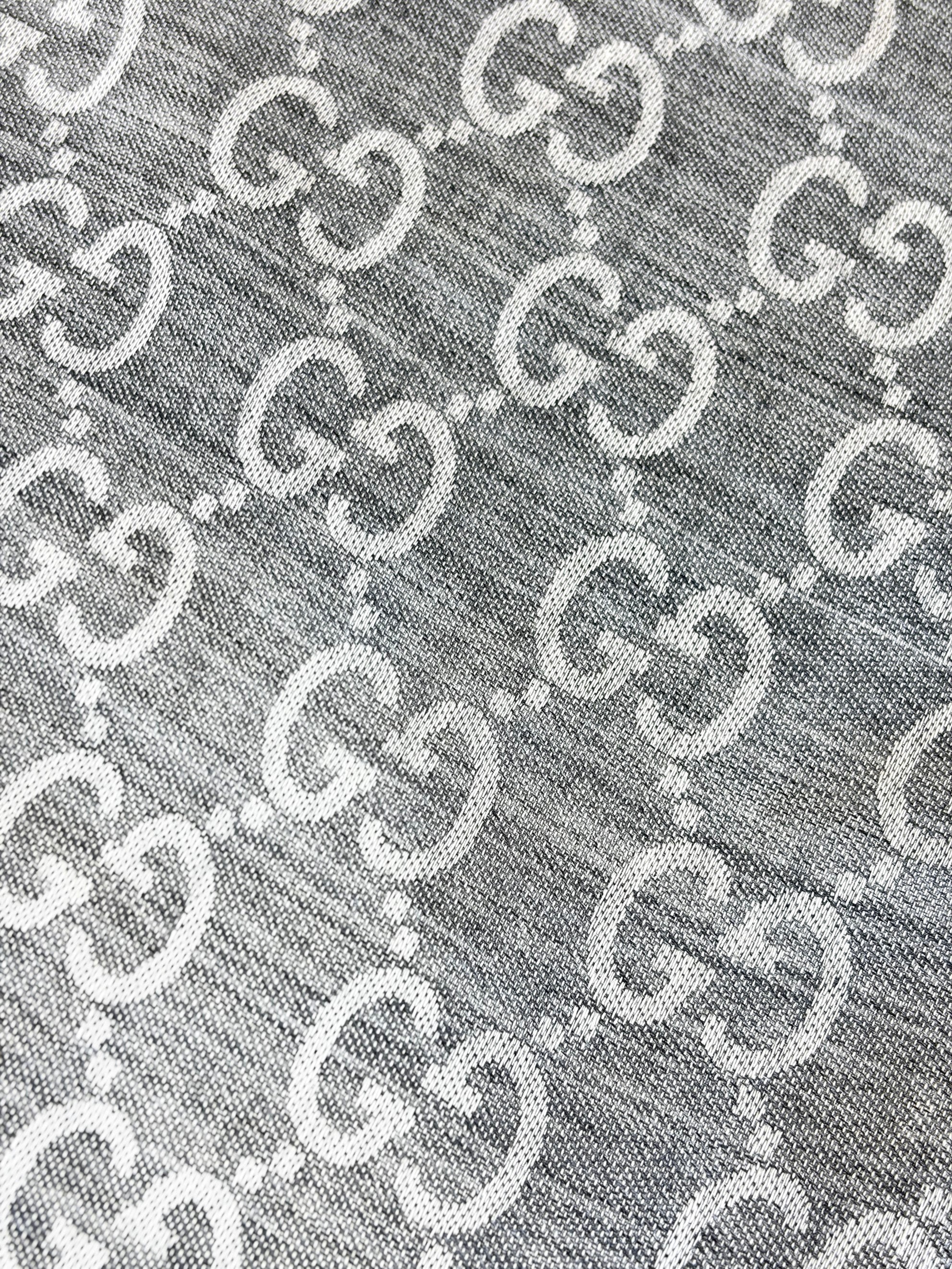 Gucci Light Grey GG Wool Silk Scarf