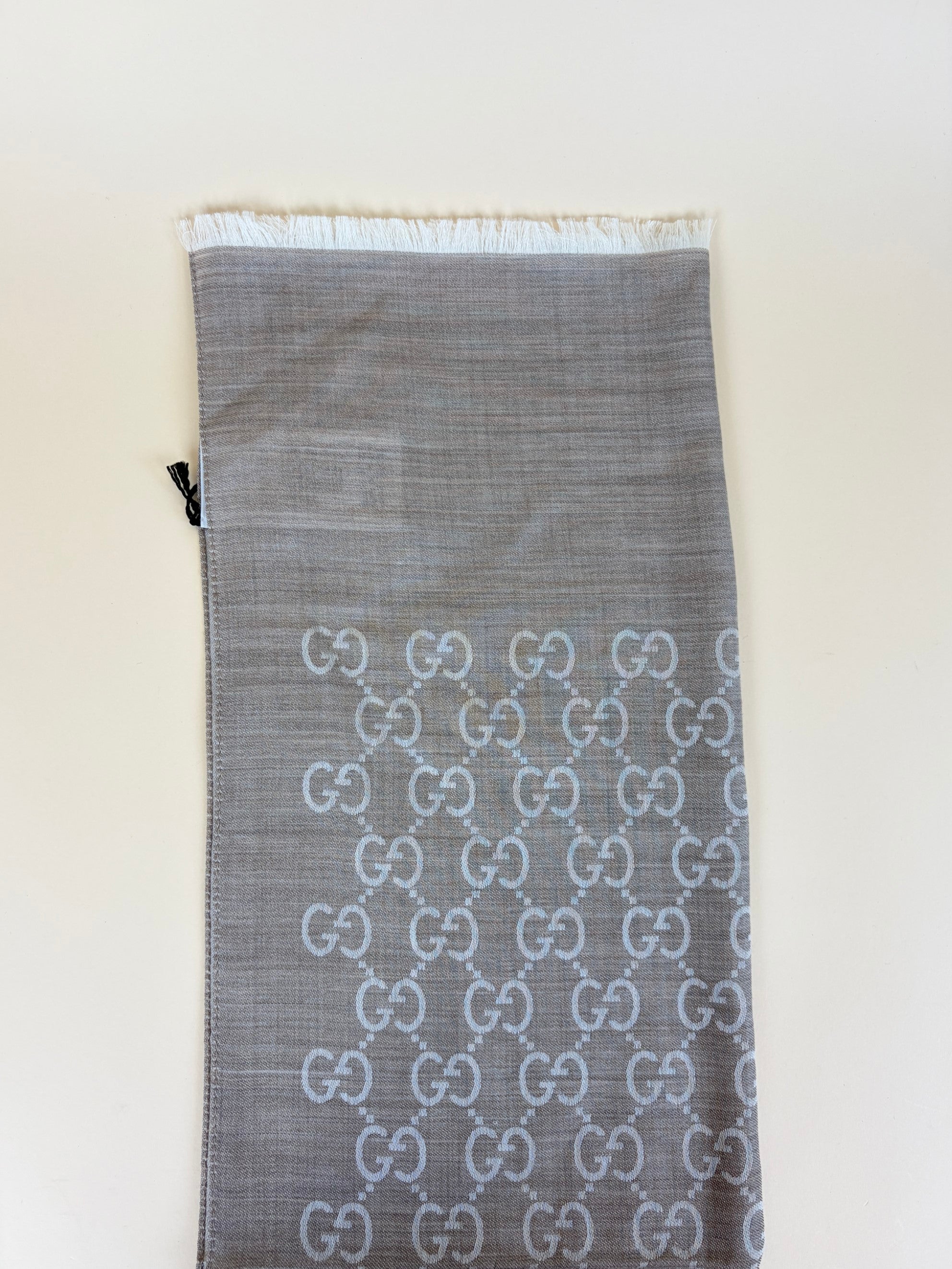 Gucci Beige GG Wool Silk Scarf