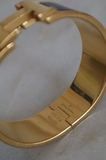 Hermes Blue Clic Clac H Bracelet-Bracelet-Hermes-The Closet Egypt