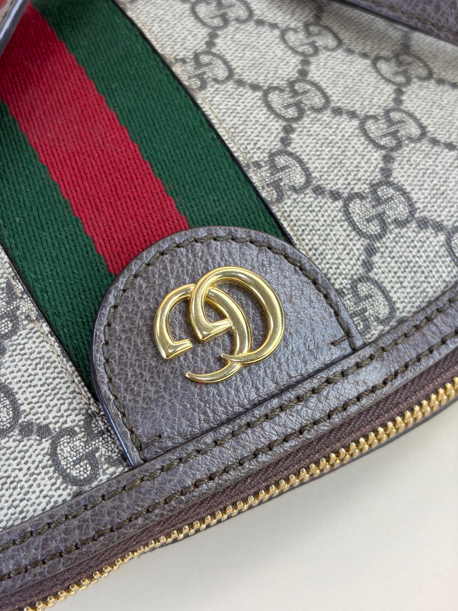 Gucci Bicolor GG Supreme Ophidia Small Rounded Top Shoulder Bag