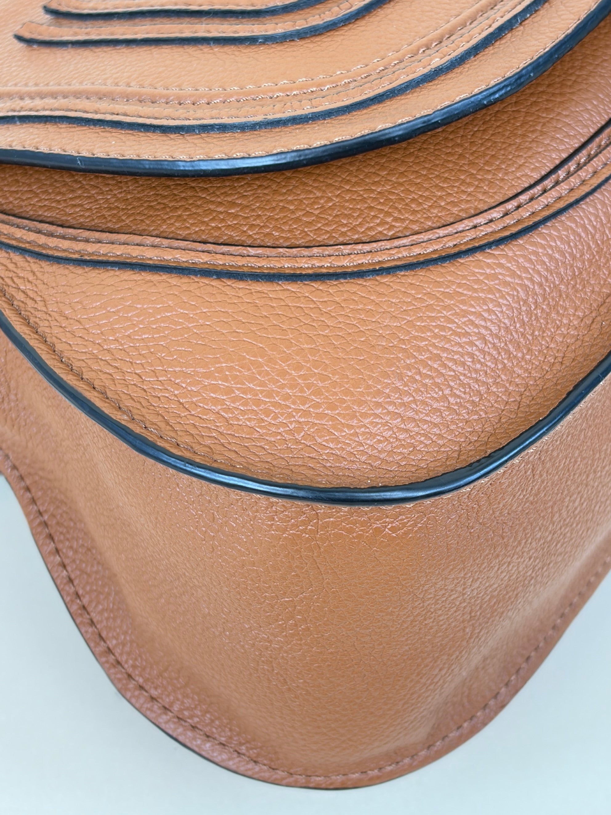 Chloe tan grained leather small Marcie shoulder bag