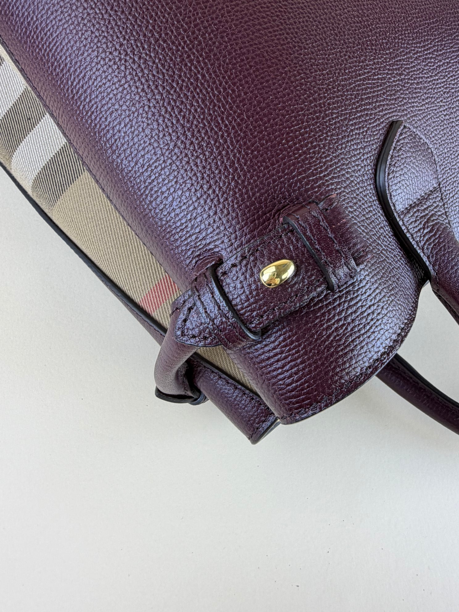 Burberry Burgundy leather Banner medium Tote Baby Bag