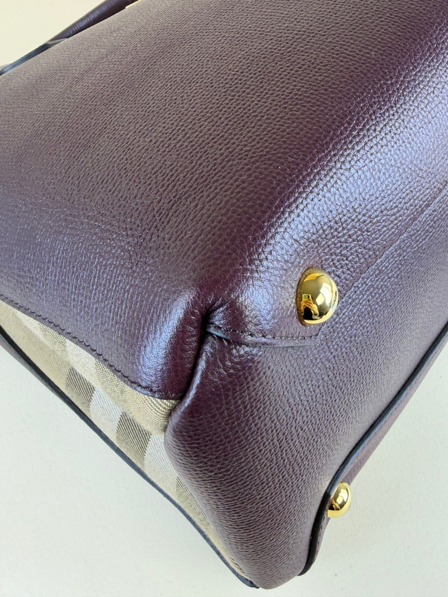 Burberry Burgundy leather Banner medium Tote Baby Bag