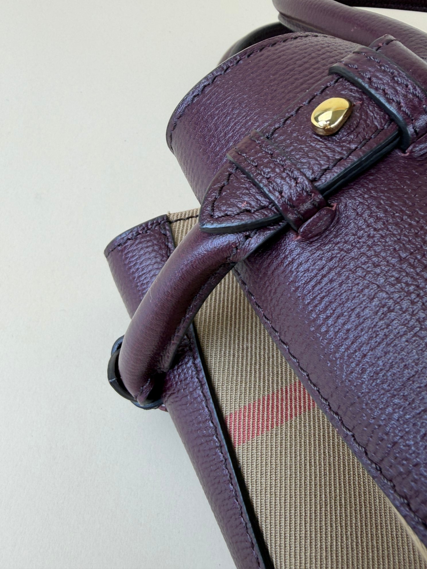 Burberry Burgundy leather Banner medium Tote Baby Bag