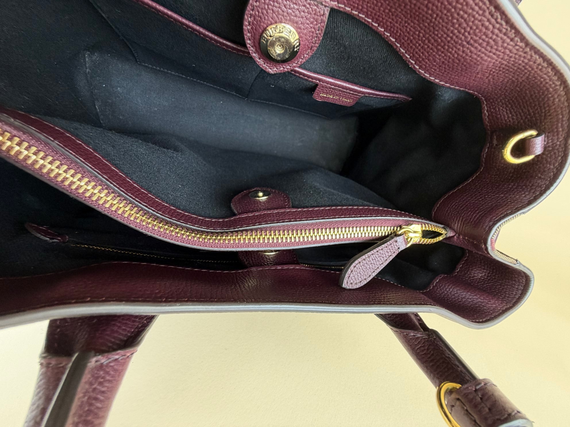 Burberry Burgundy leather Banner medium Tote Baby Bag