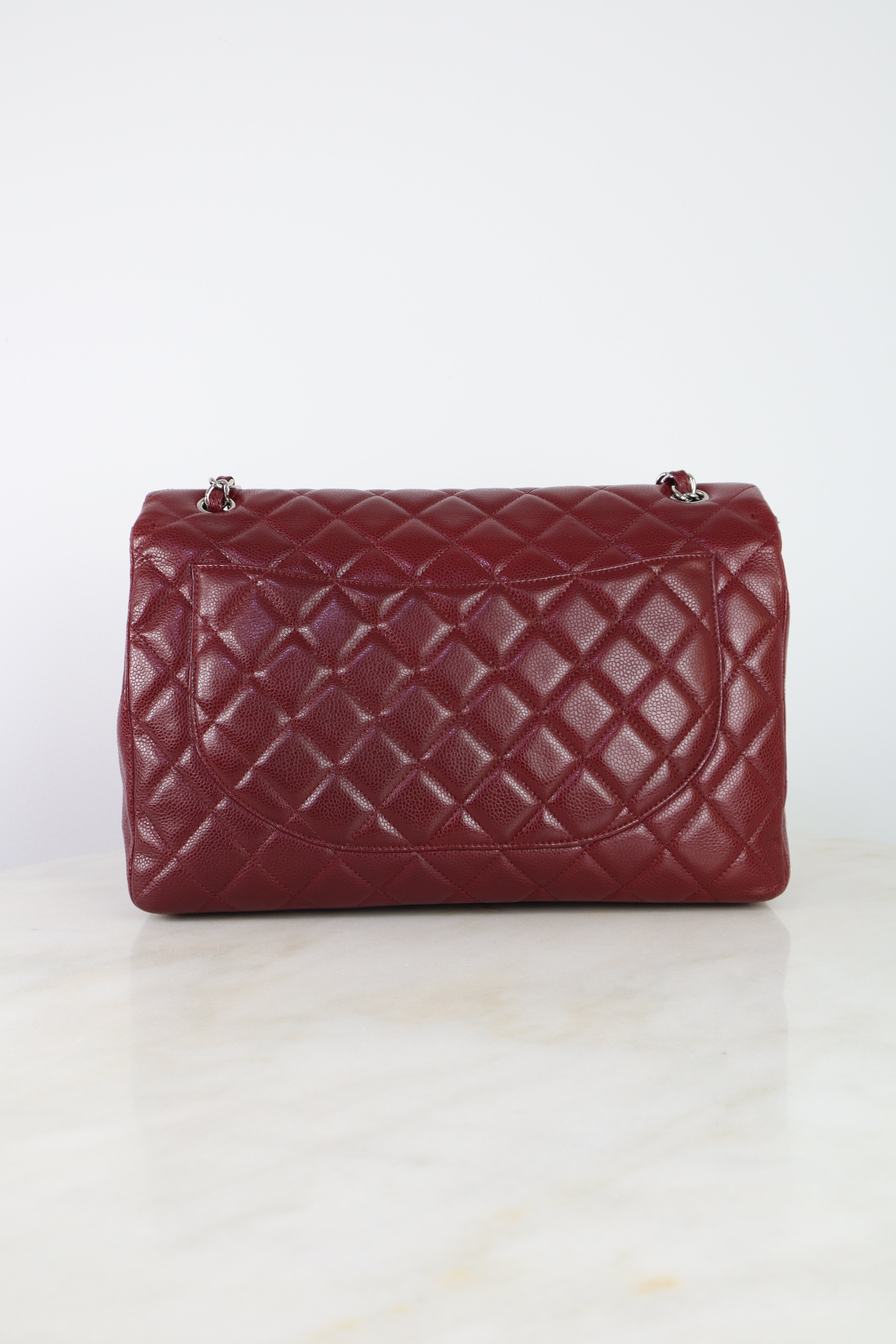 Chanel Burgundy Maxi Classic Single Flap Large Shoulder Bag