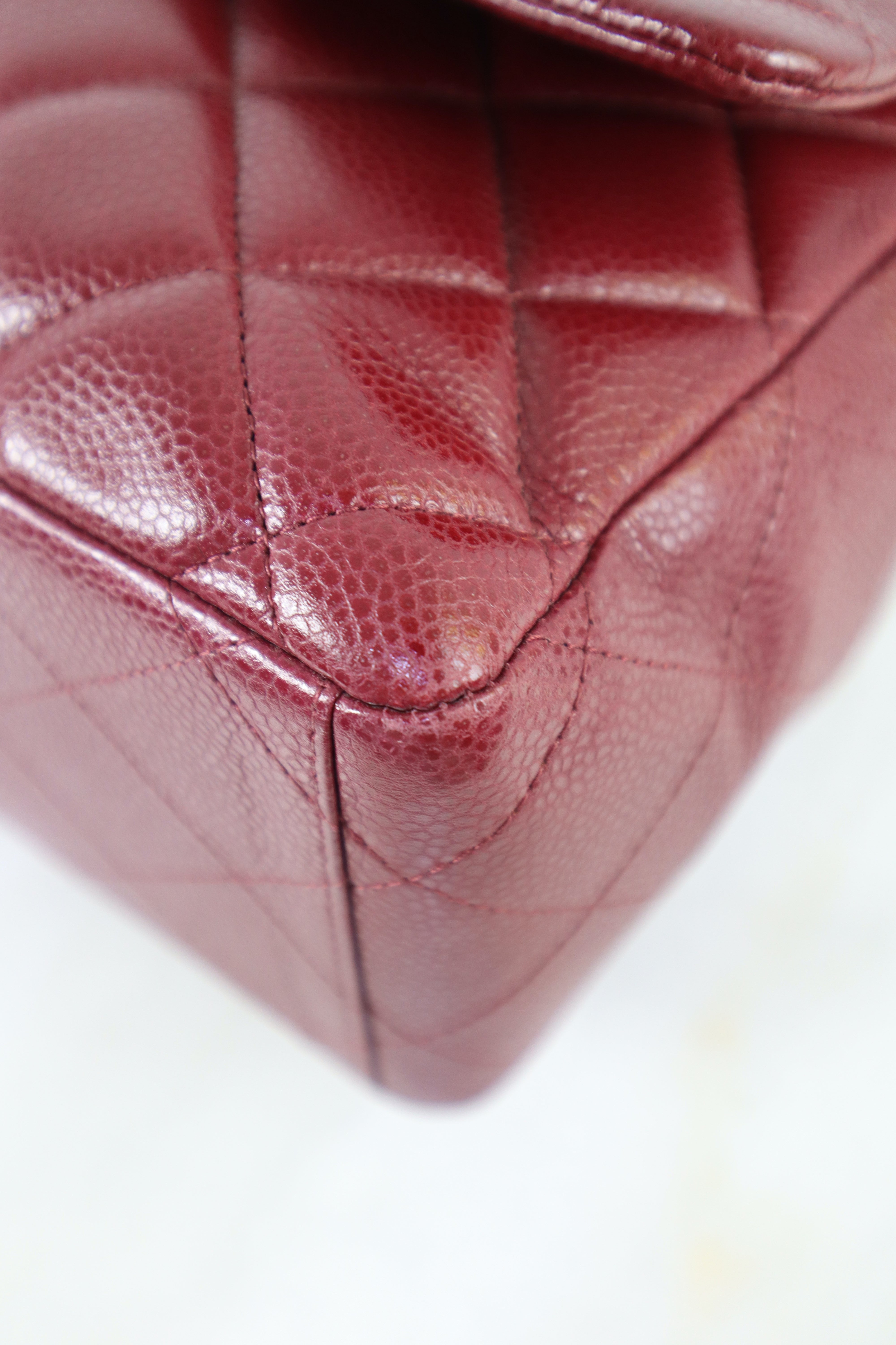 Chanel Burgundy Maxi Classic Single Flap Large Shoulder Bag