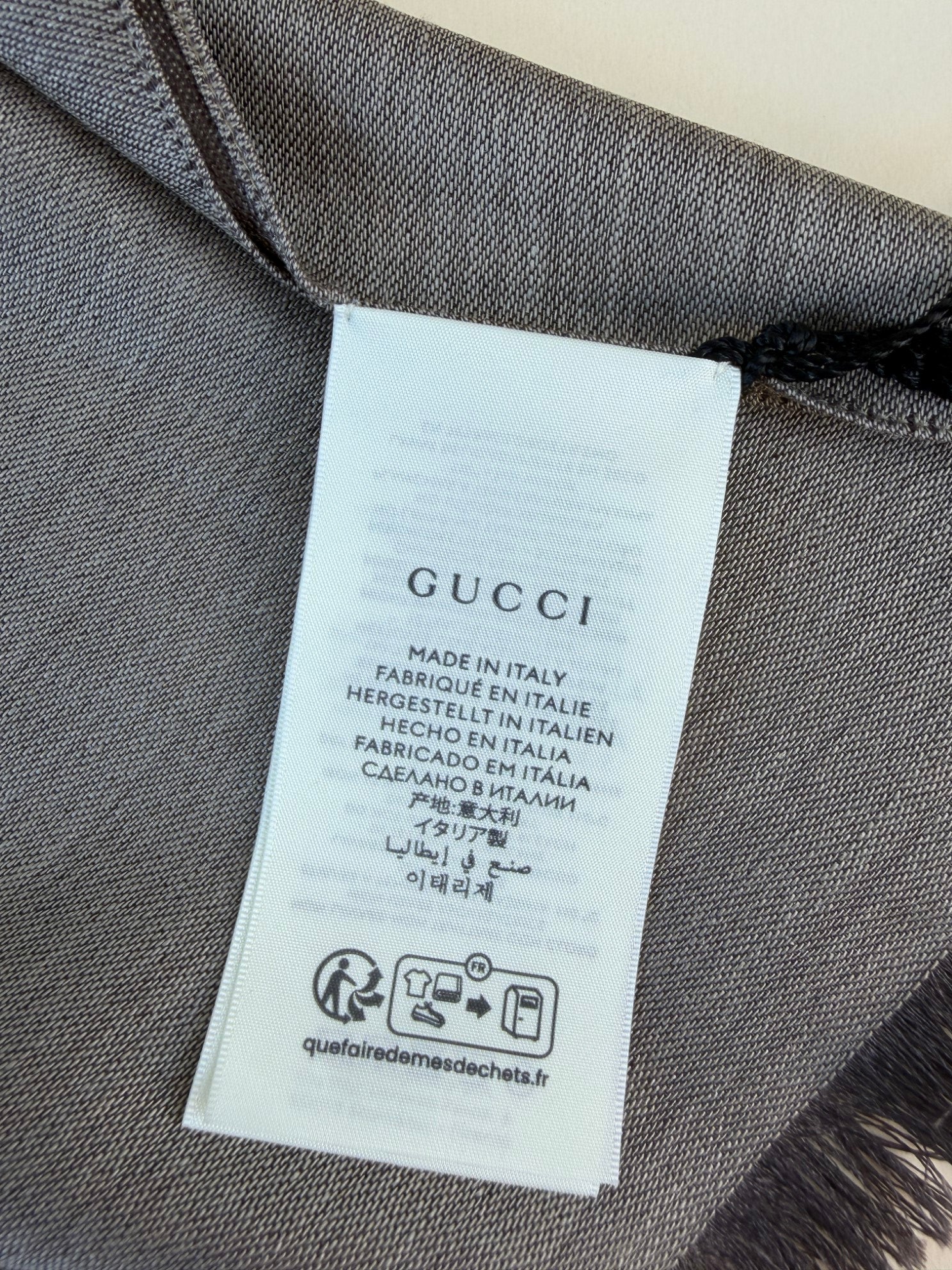 Gucci Brown GG Monogram Silk Scarf