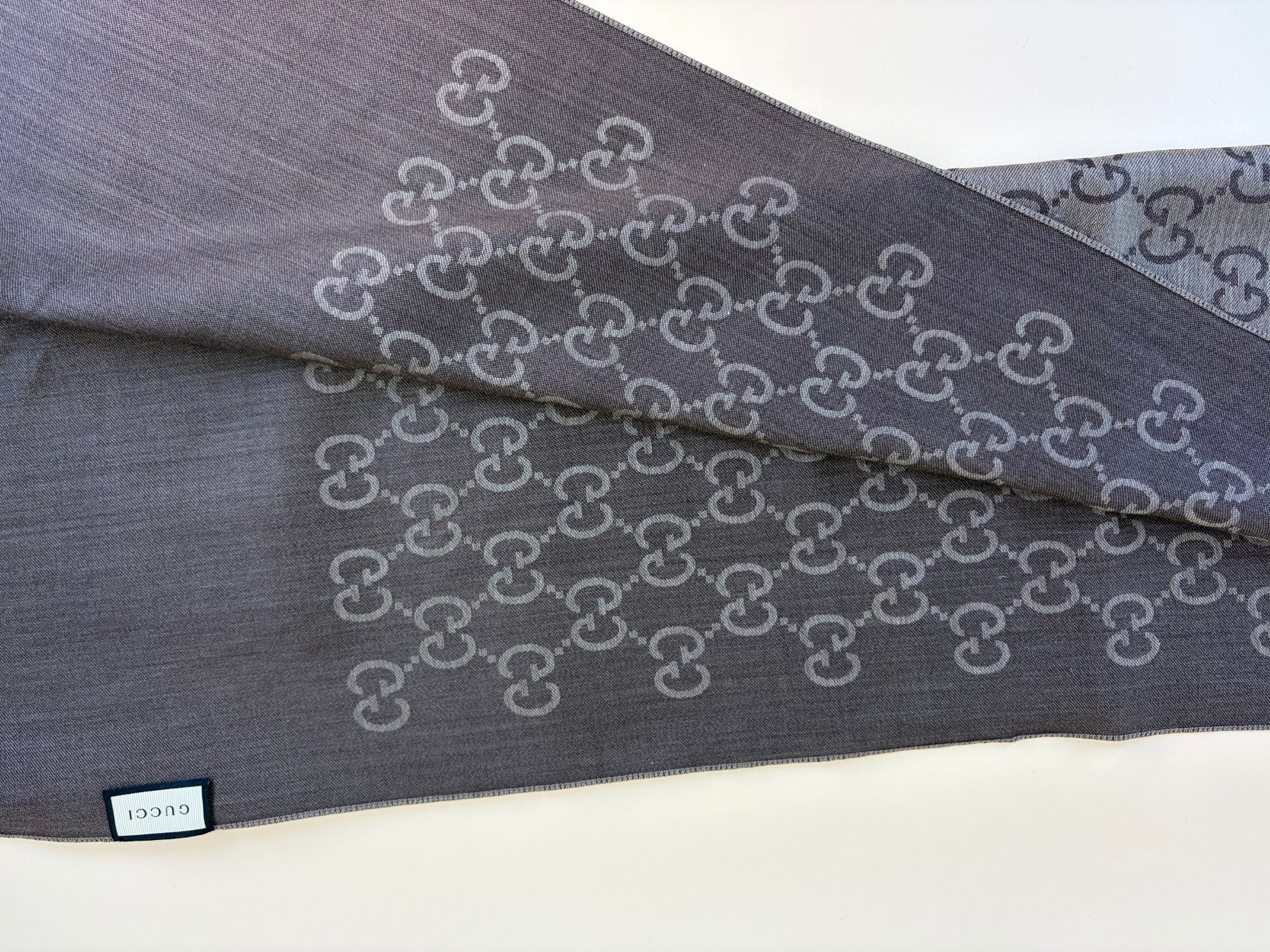 Gucci Brown GG Monogram Silk Scarf