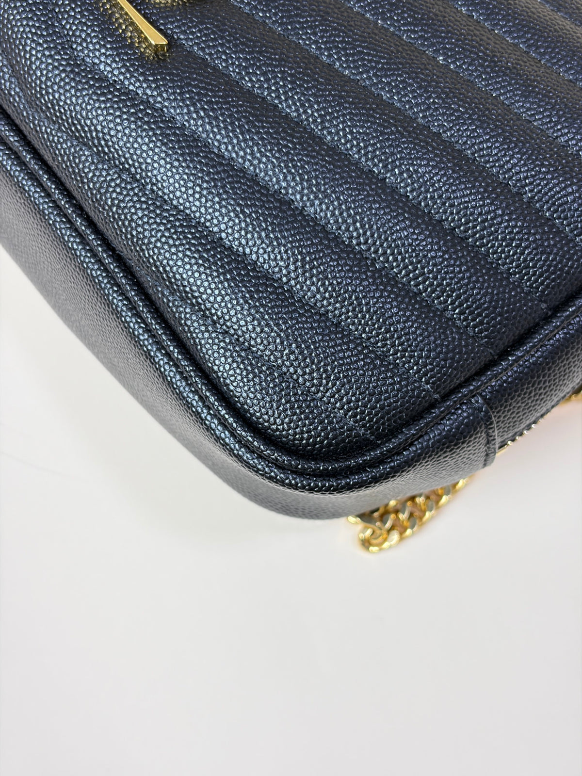 YSL Black grain de padre leather mini Lou Camera calfskin