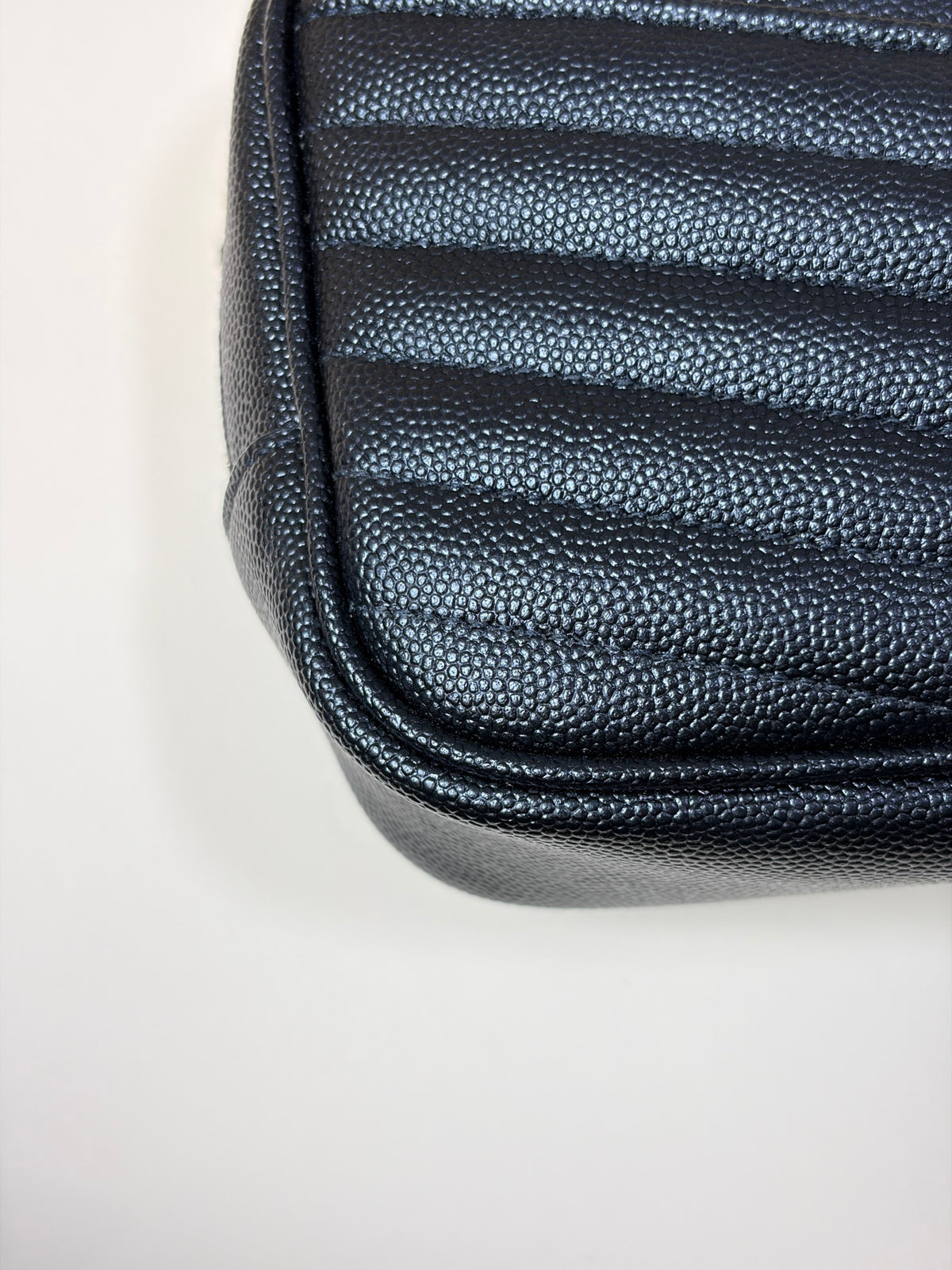 YSL Black grain de padre leather mini Lou Camera calfskin