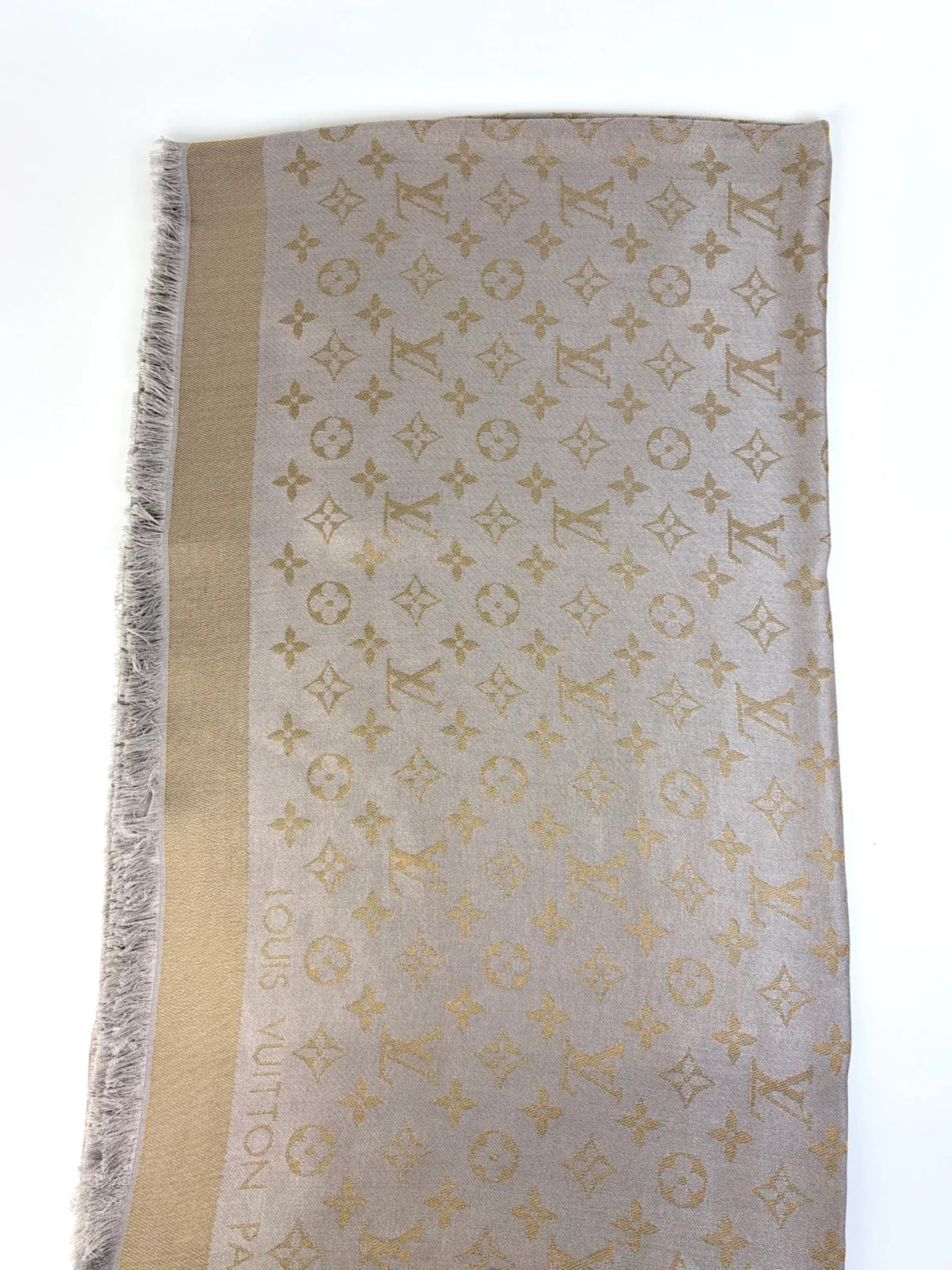 louis Vuitton monogram shine shawl beige