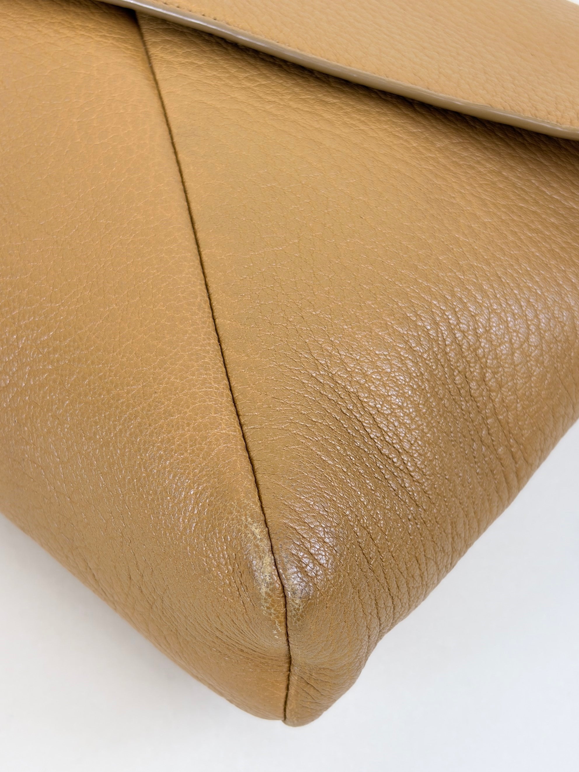 YSL camel lambskin Cassandre large envelope pouch