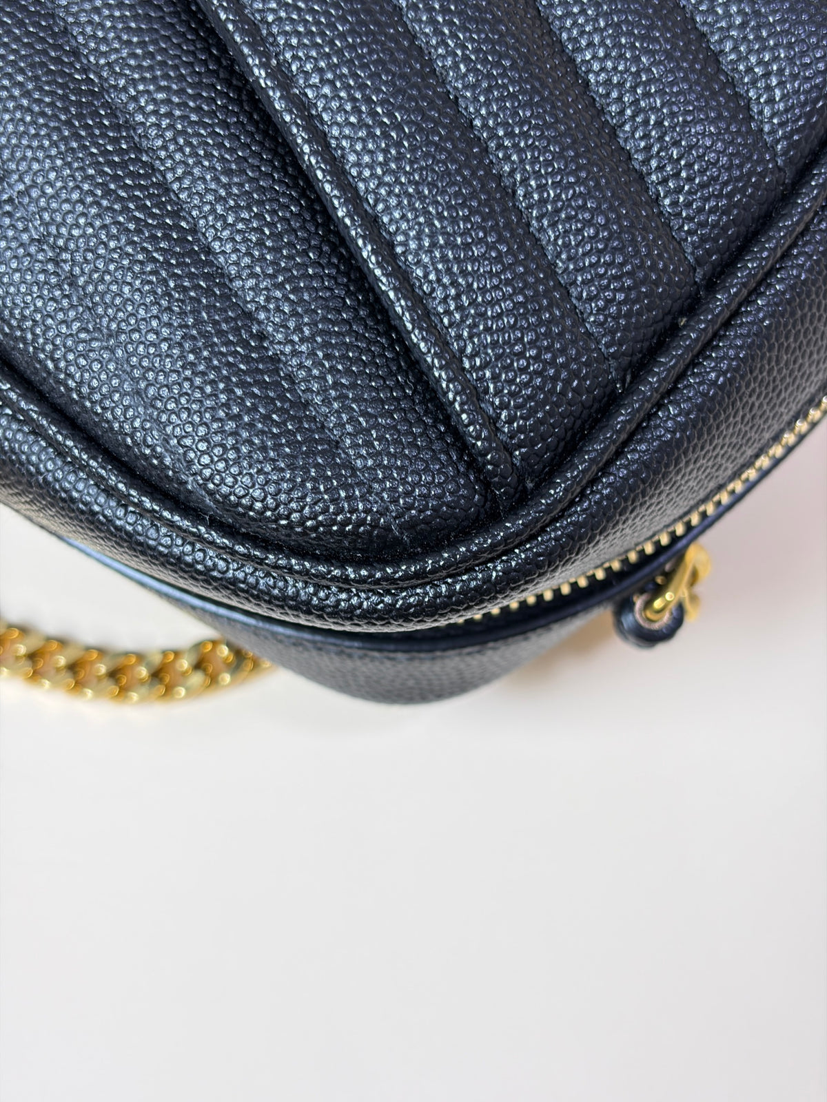 YSL Black grain de padre leather mini Lou Camera calfskin