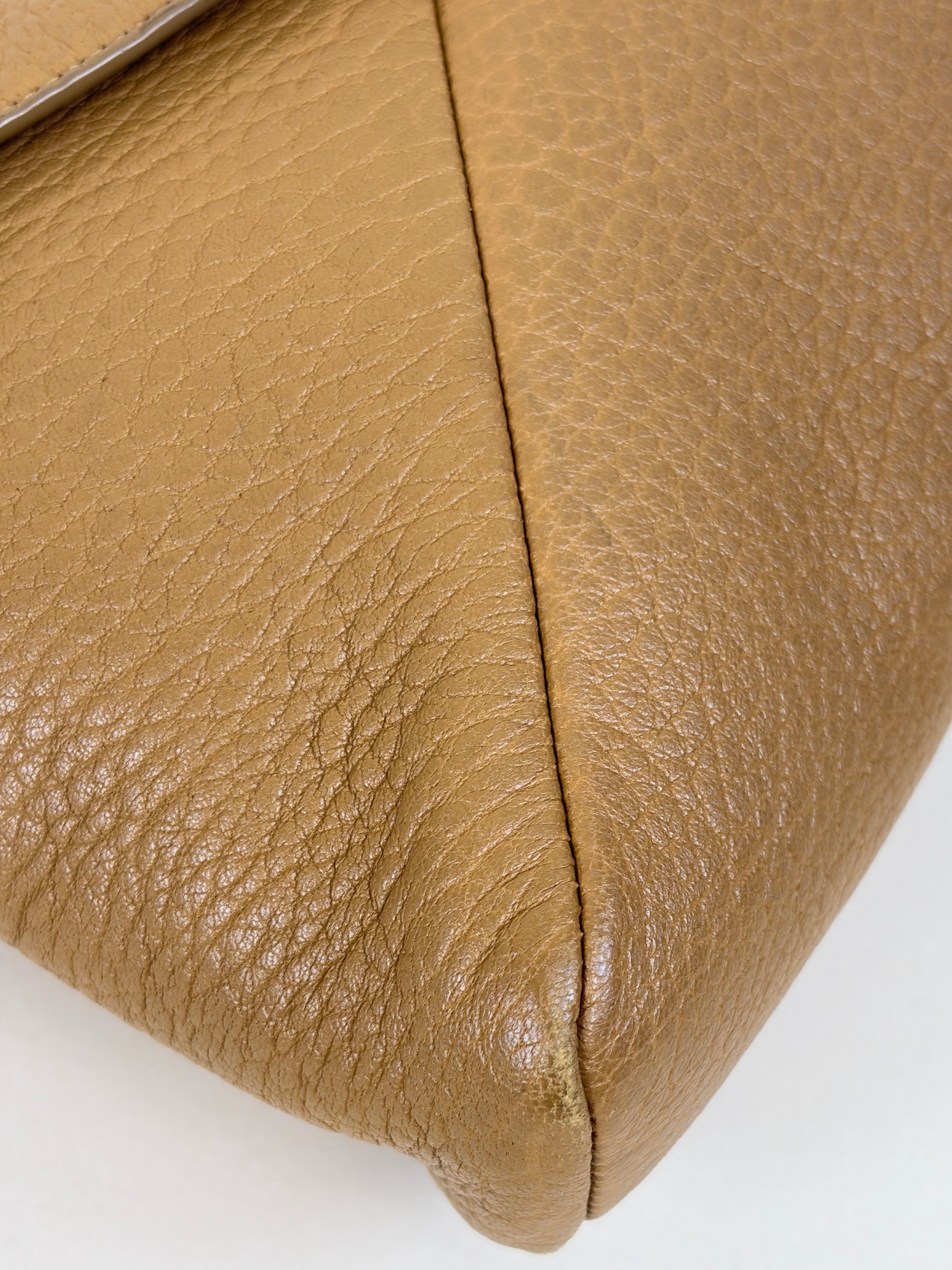 YSL camel lambskin Cassandre large envelope pouch