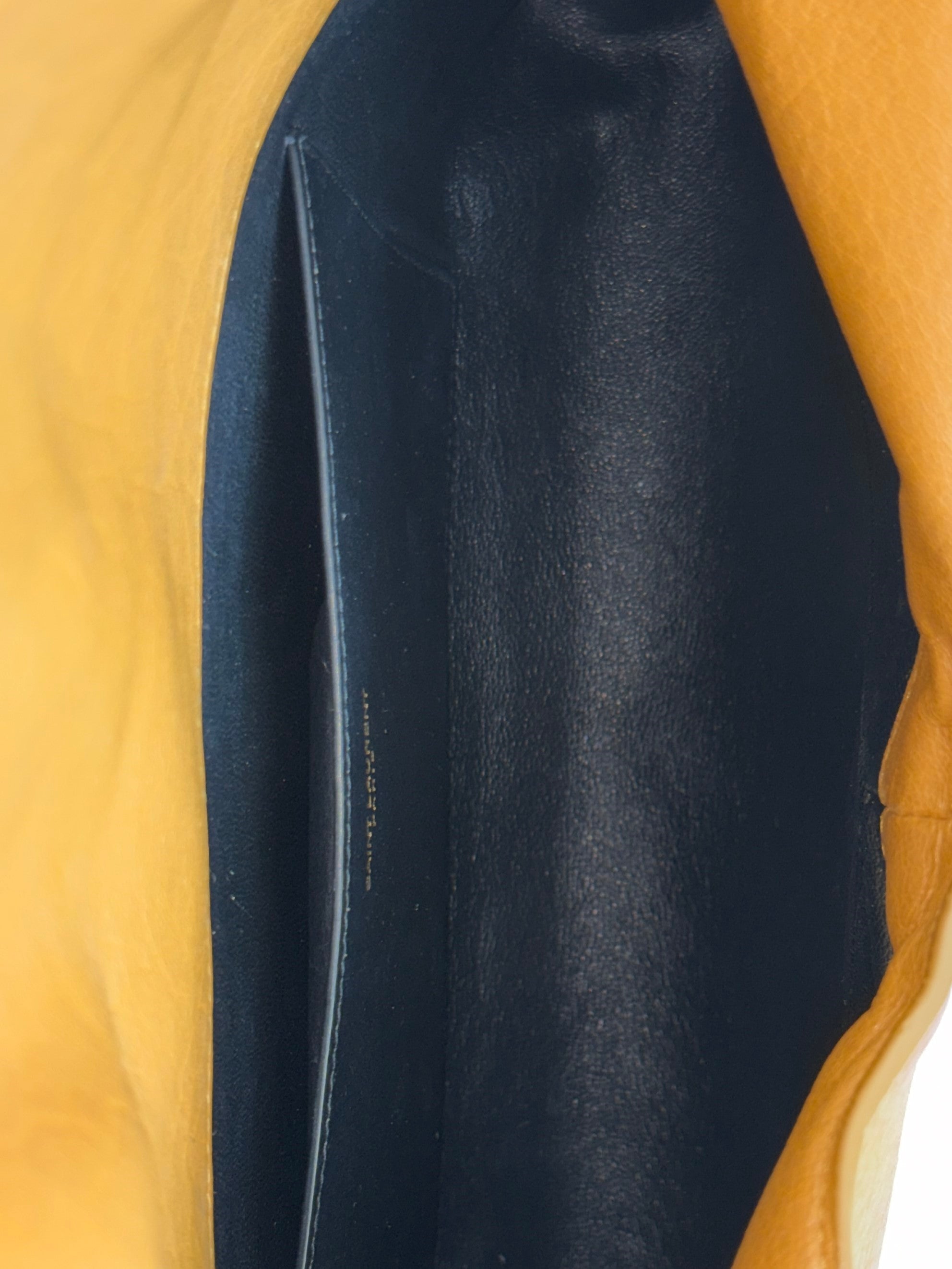 YSL camel lambskin Cassandre large envelope pouch