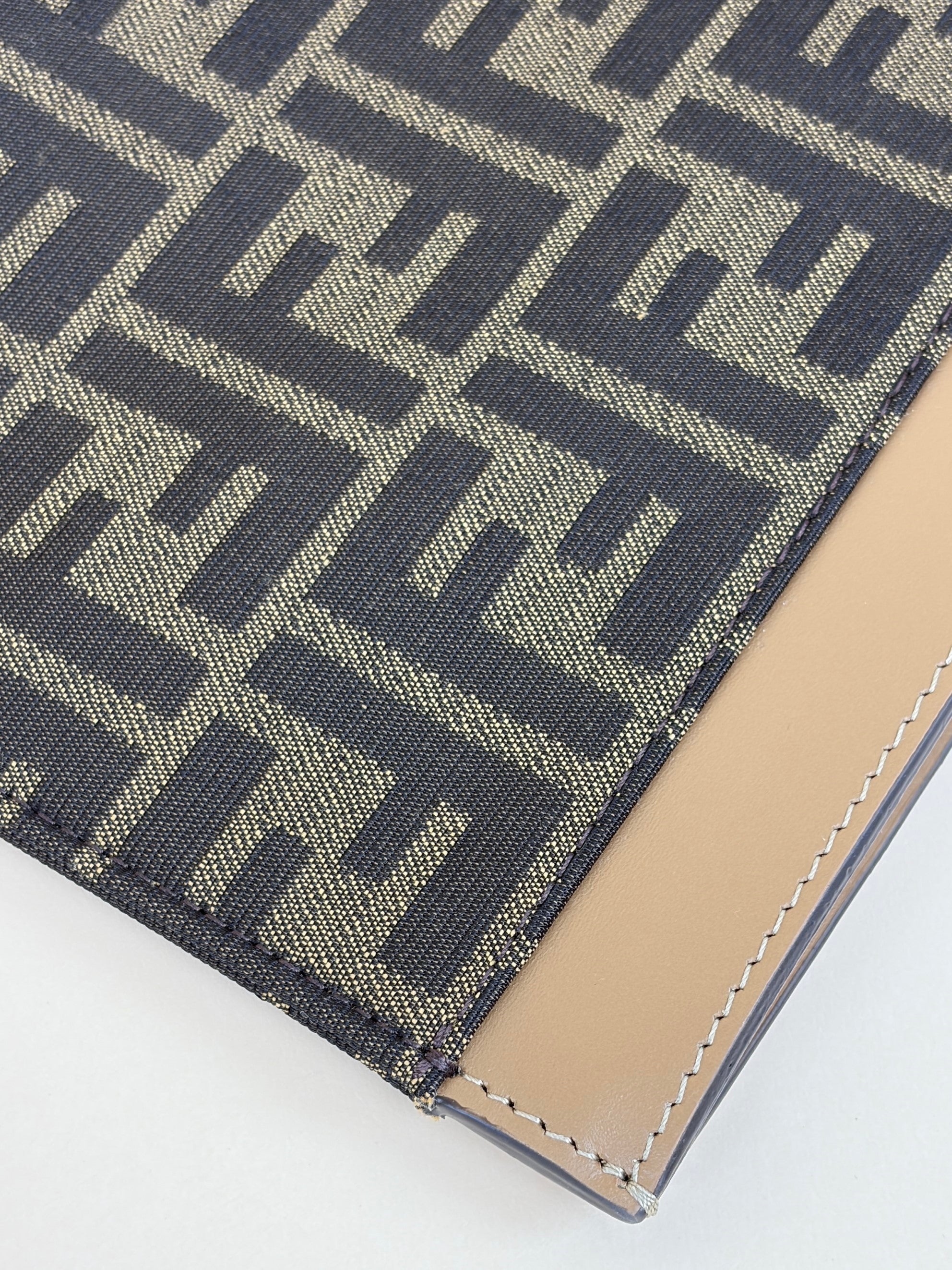 Fendi Tobacco brown jacquard ff fabric large flat pouch