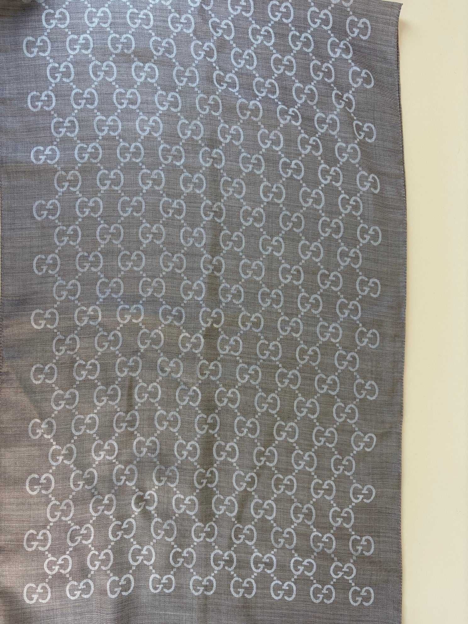 Gucci Beige GG Monogram Silk Wool Scarf