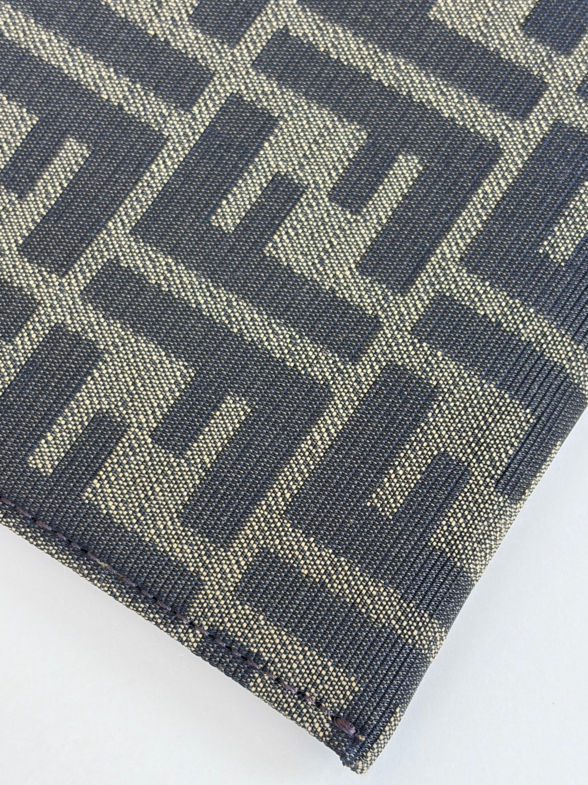Fendi Tobacco brown jacquard ff fabric large flat pouch