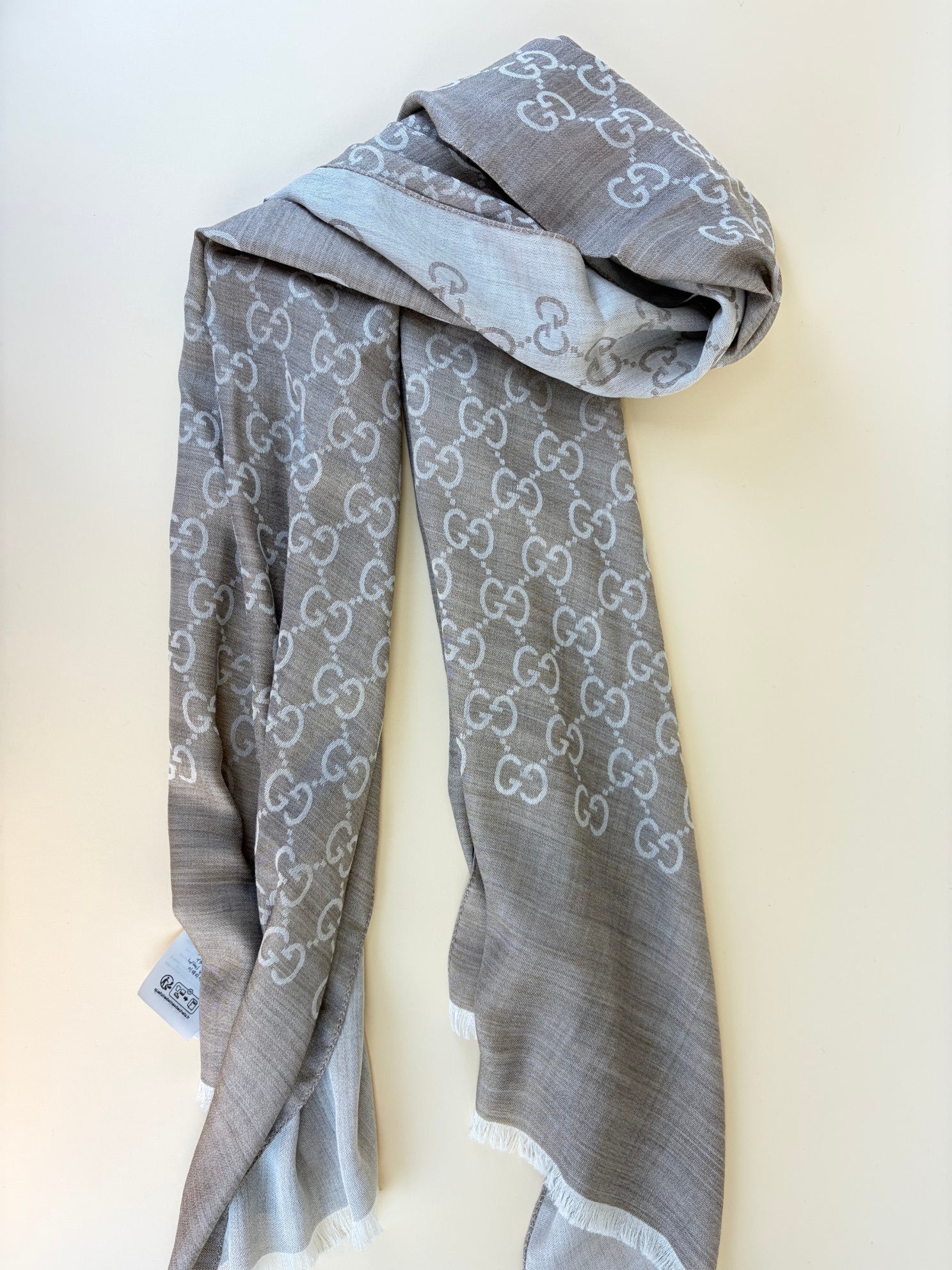 Gucci Beige GG monogram silk scarf