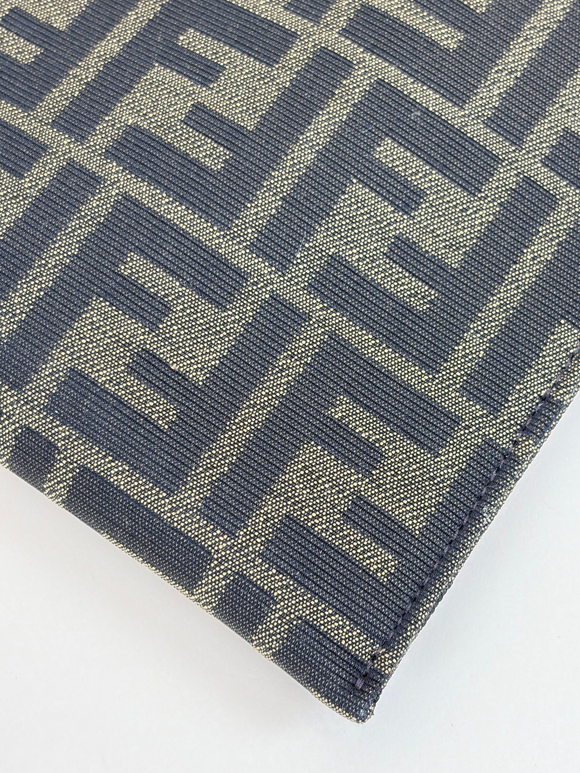 Fendi Tobacco brown jacquard ff fabric large flat pouch