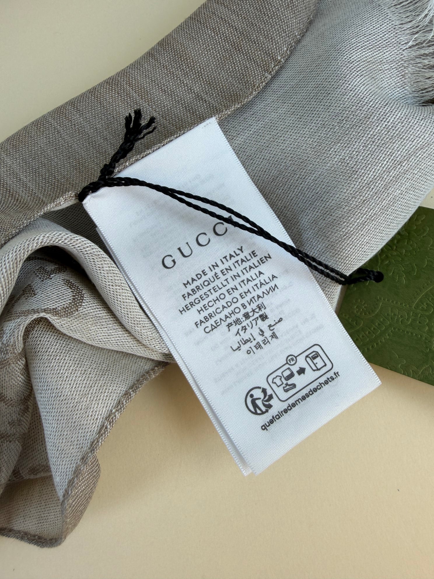 Gucci Beige GG Monogram Silk Wool Scarf
