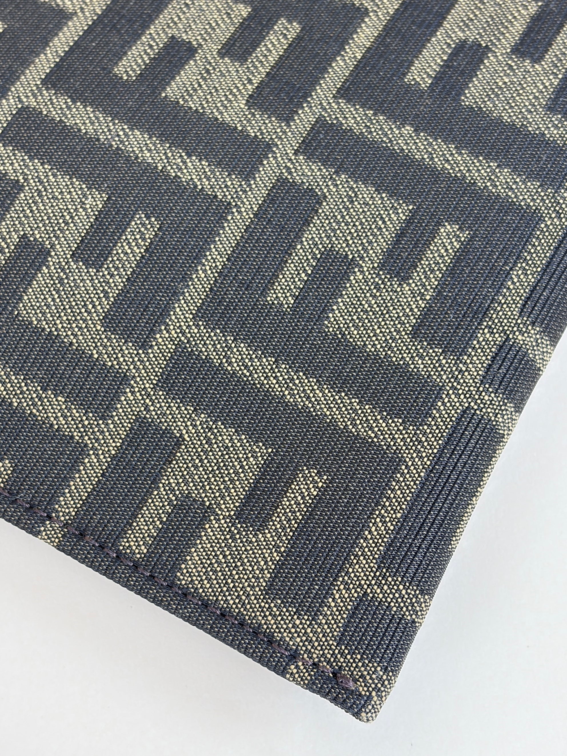 Fendi Tobacco brown jacquard ff fabric large flat pouch