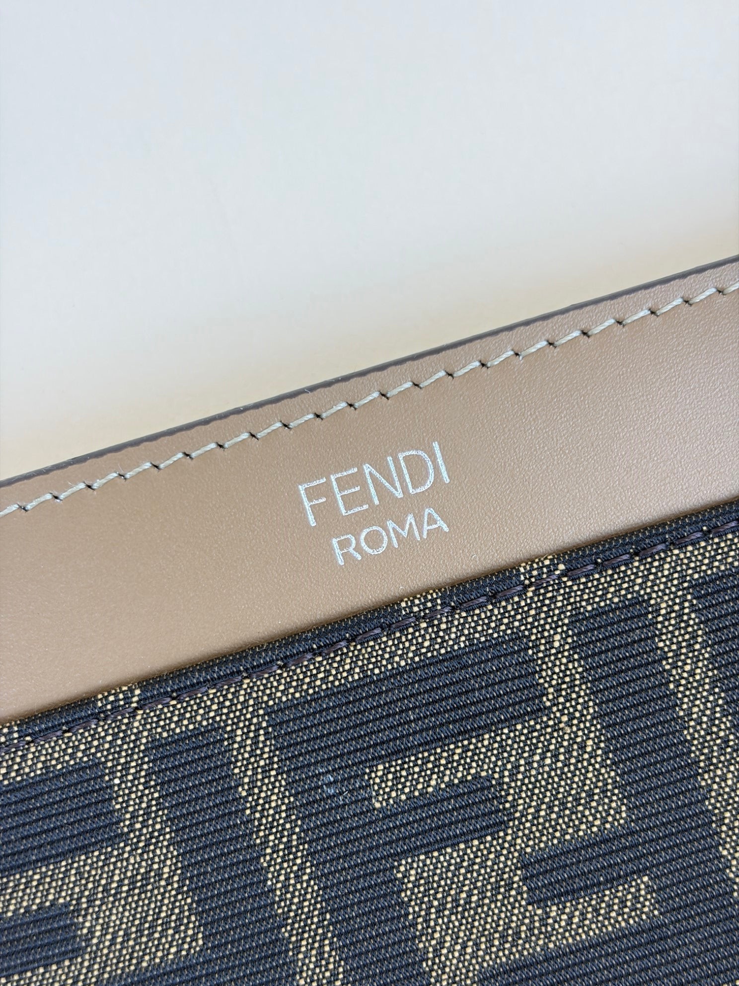 Fendi Tobacco brown jacquard ff fabric large flat pouch