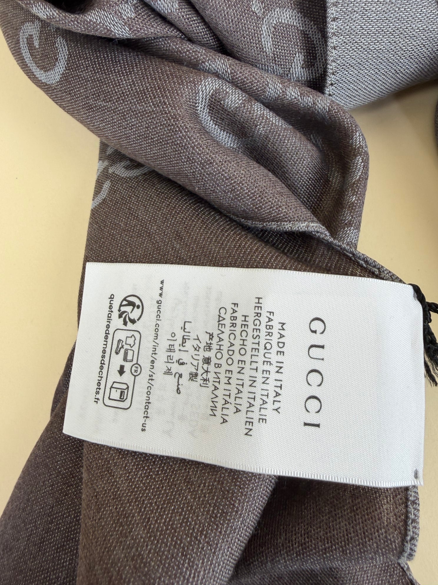 Gucci Bicolor GG Monogram Wool Silk Scarf