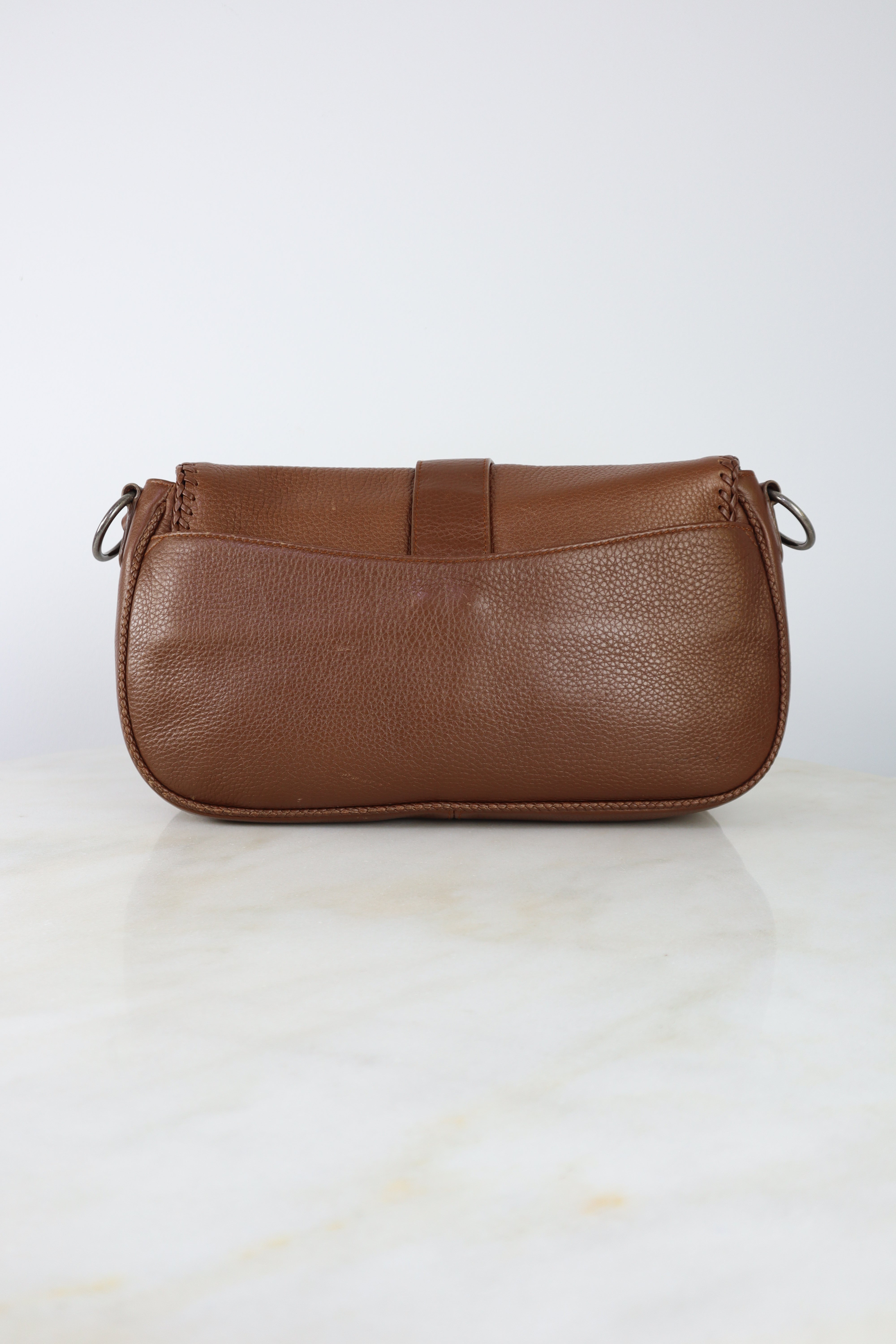 Christian Dior Brown Gaucho Whipstitch Hobo Saddle Bag