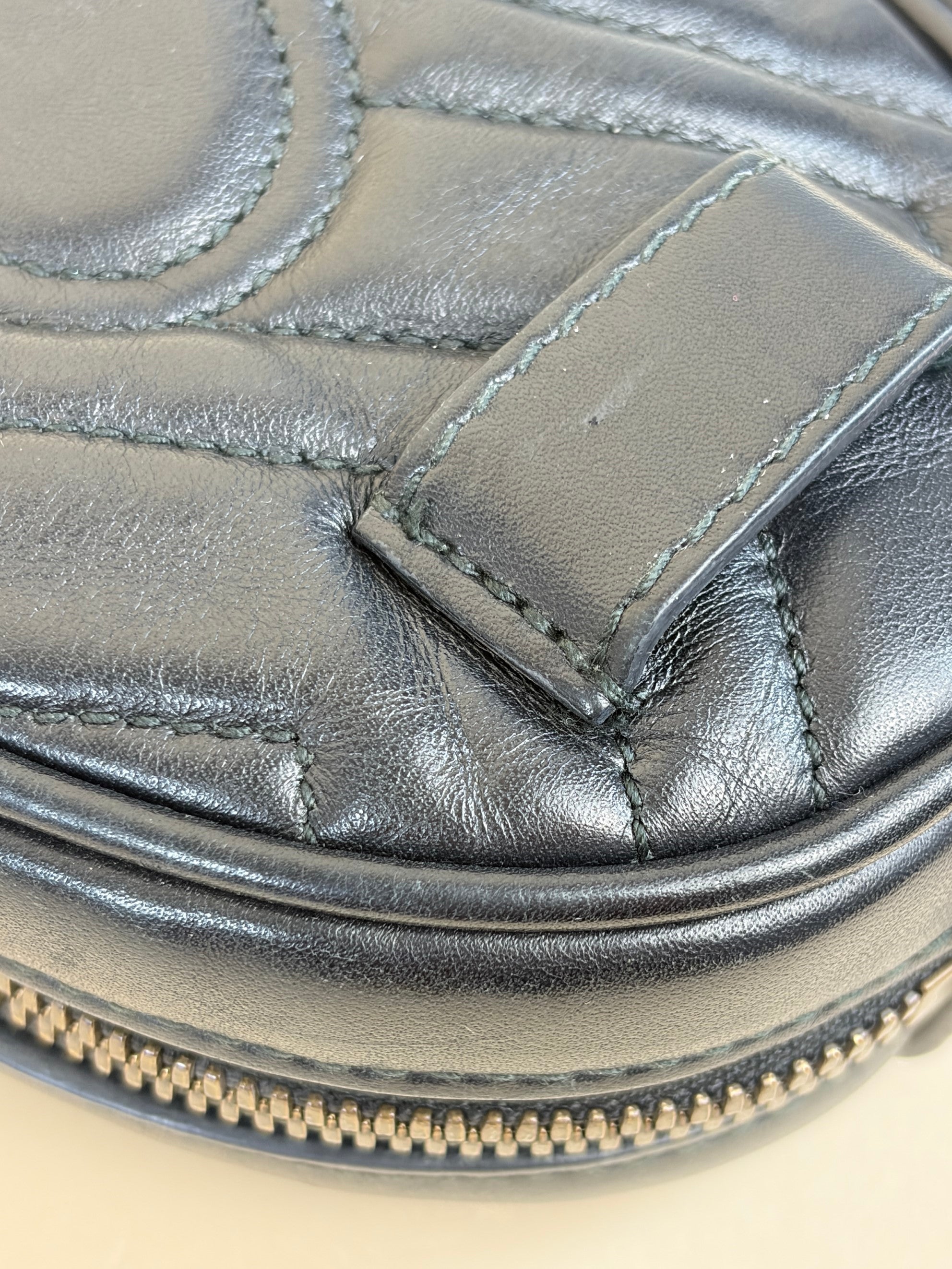 Gucci black calfskin matelassé GG Marmont belt bag