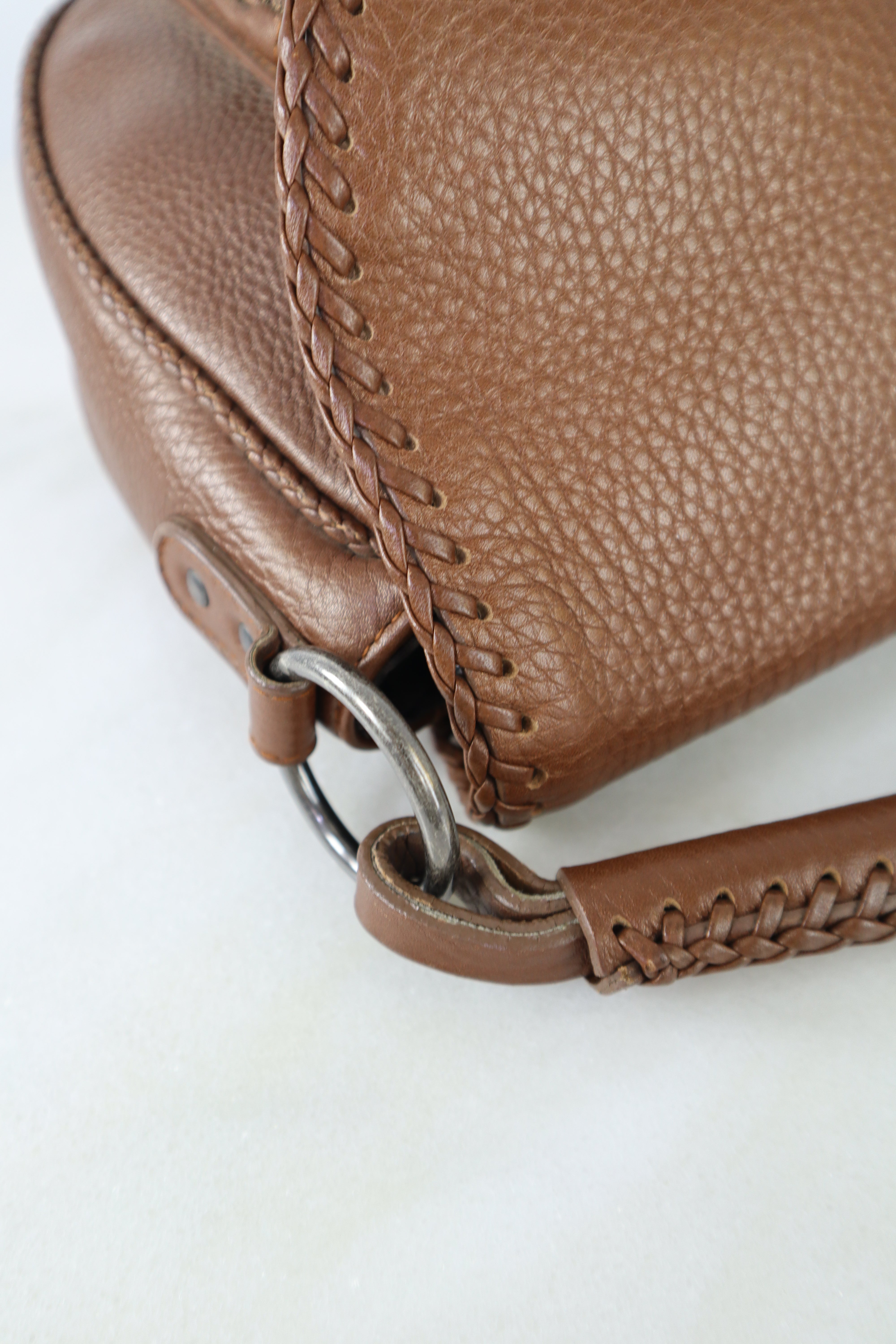 Christian Dior Brown Gaucho Whipstitch Hobo Saddle Bag