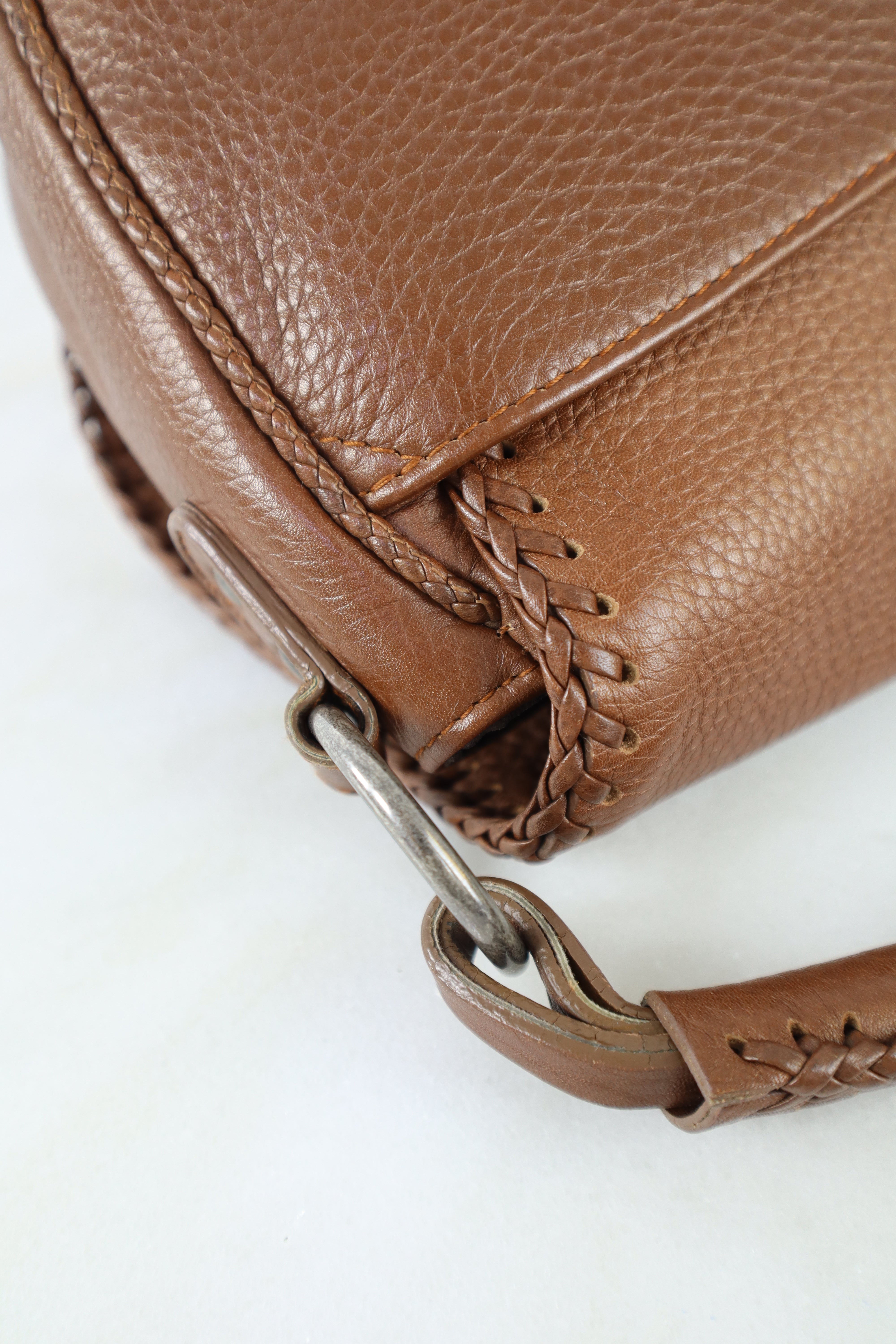 Christian Dior Brown Gaucho Whipstitch Hobo Saddle Bag