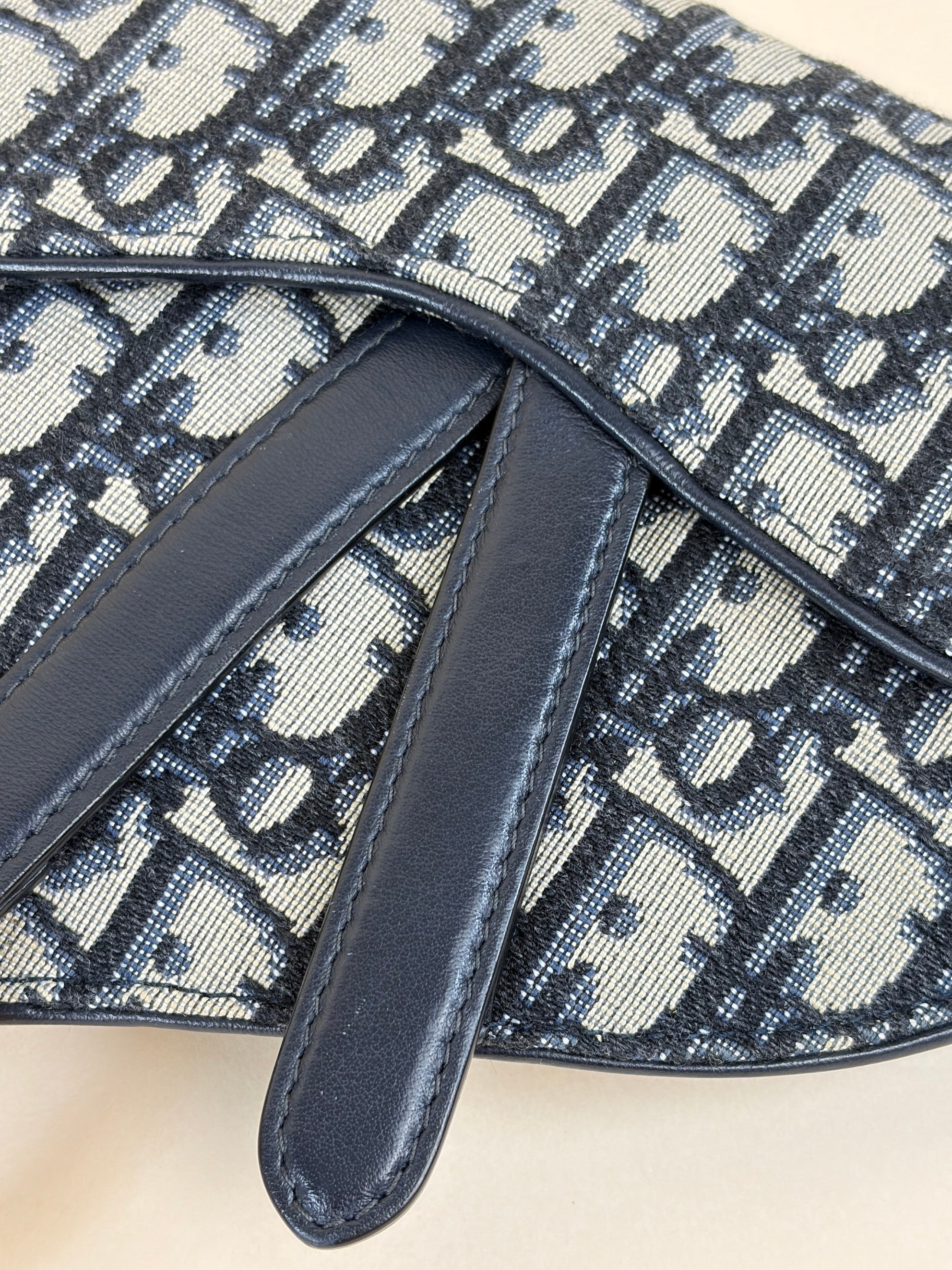 Christian Dior Blue Oblique Saddle flat bag