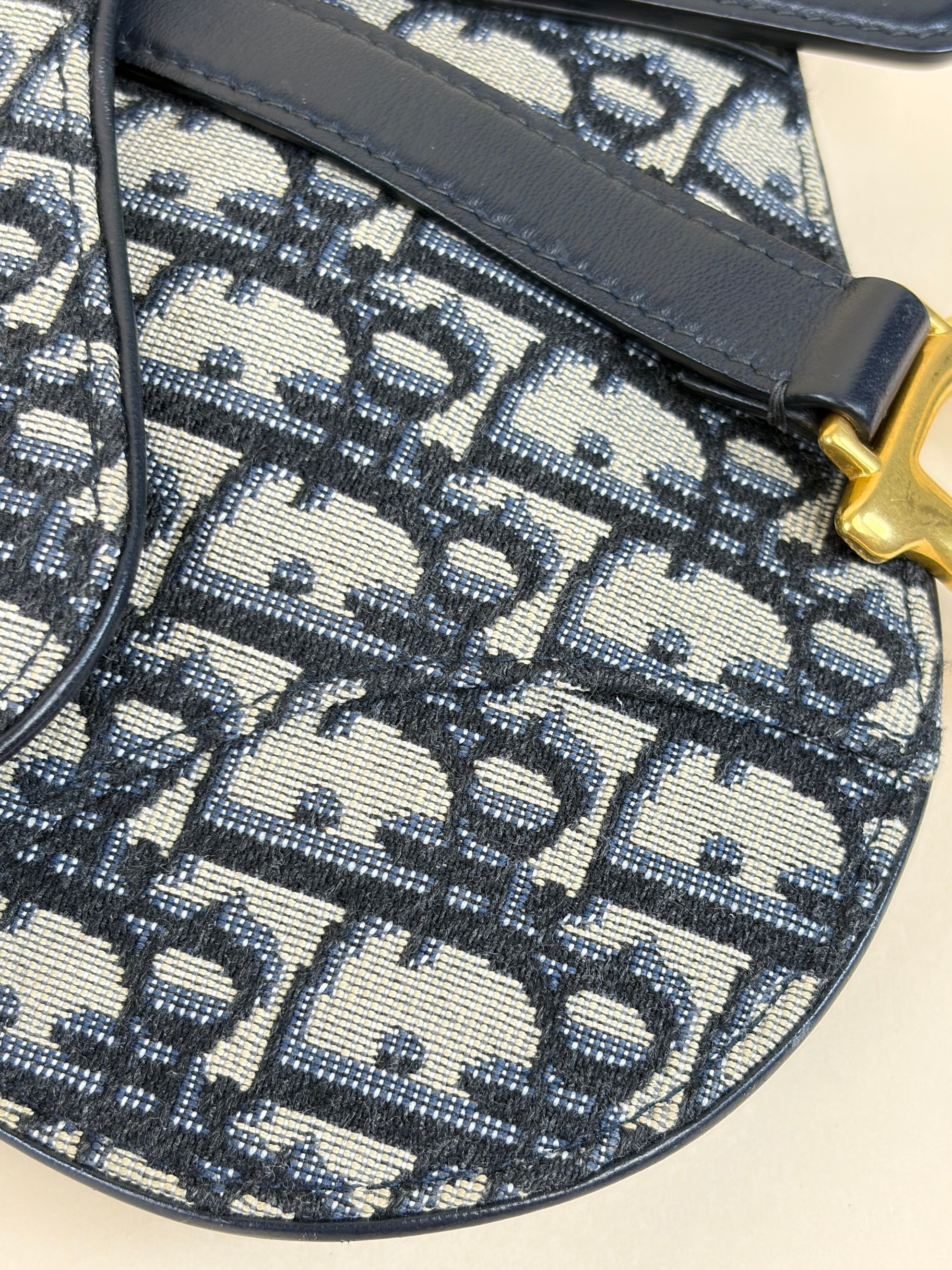 Christian Dior Blue Oblique Saddle flat bag